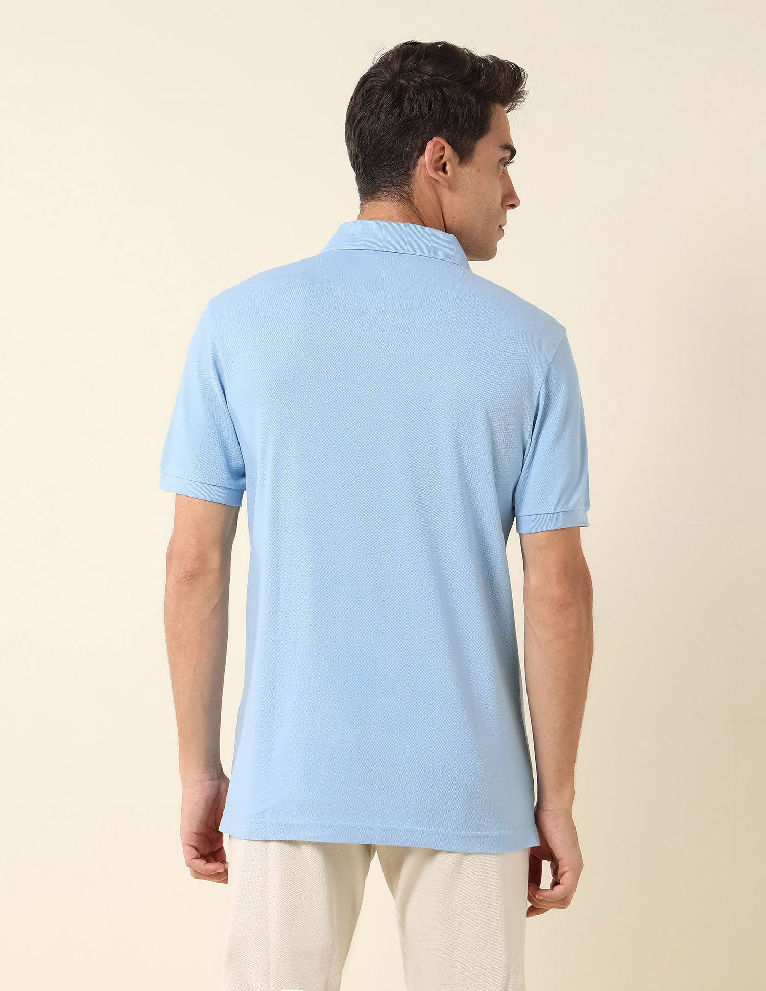 Brand Printed Pure Cotton Polo Shirt Light Blue - U.S. Polo Assn. India | Large