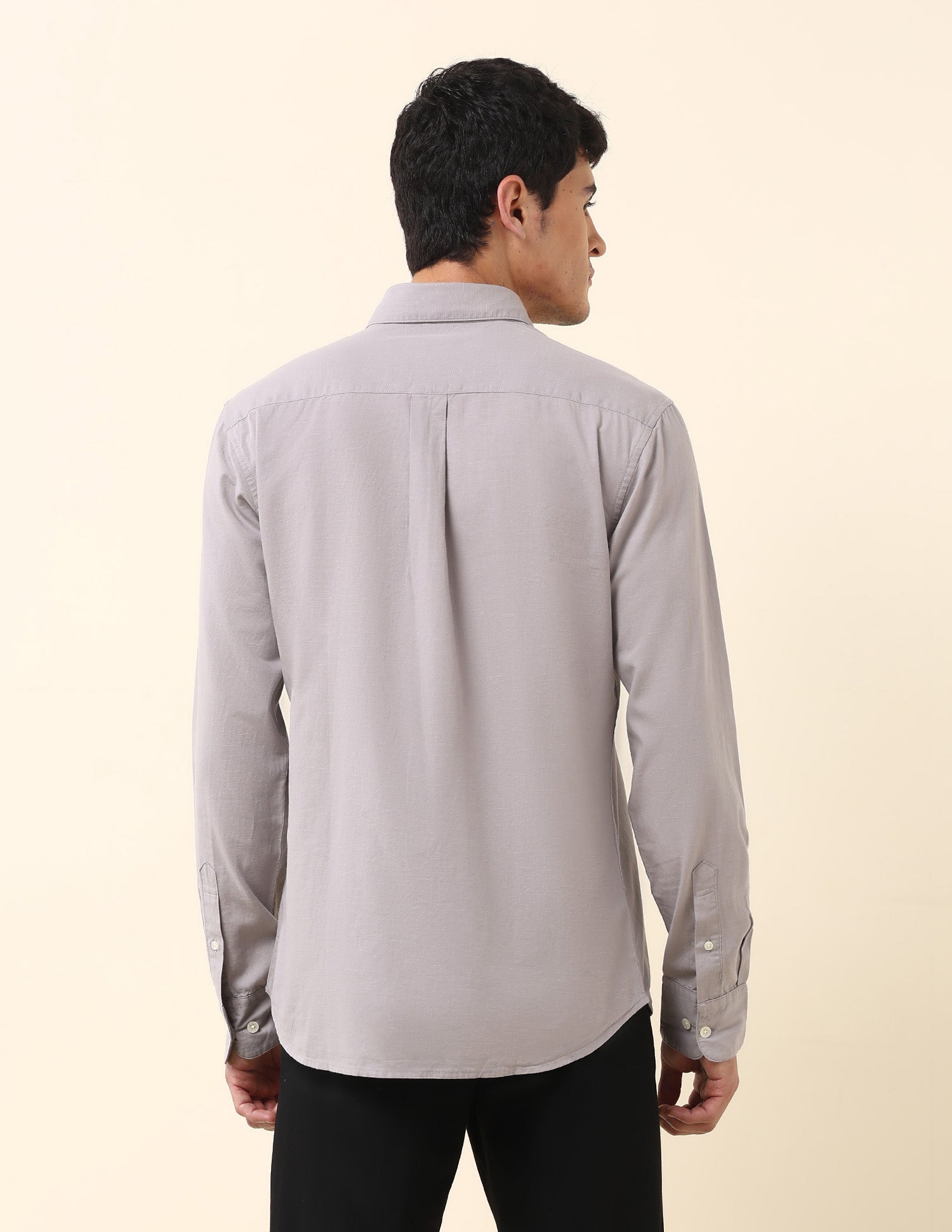Solid Twill Tailored Fit Shirt Light Grey - U.S. Polo Assn. India | Large