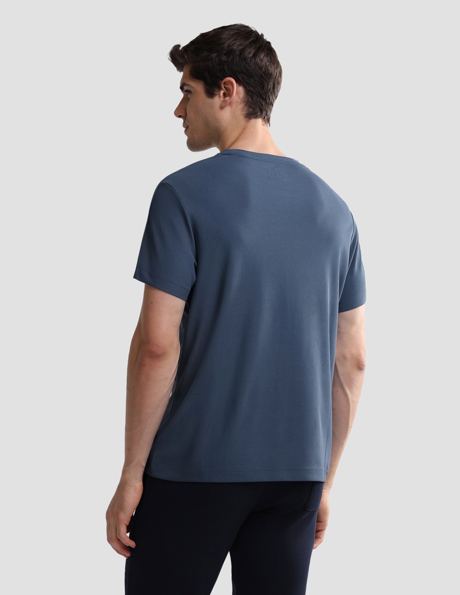 Solid Slim Fit Active T-Shirt Blue - U.S. Polo Assn. India | Large