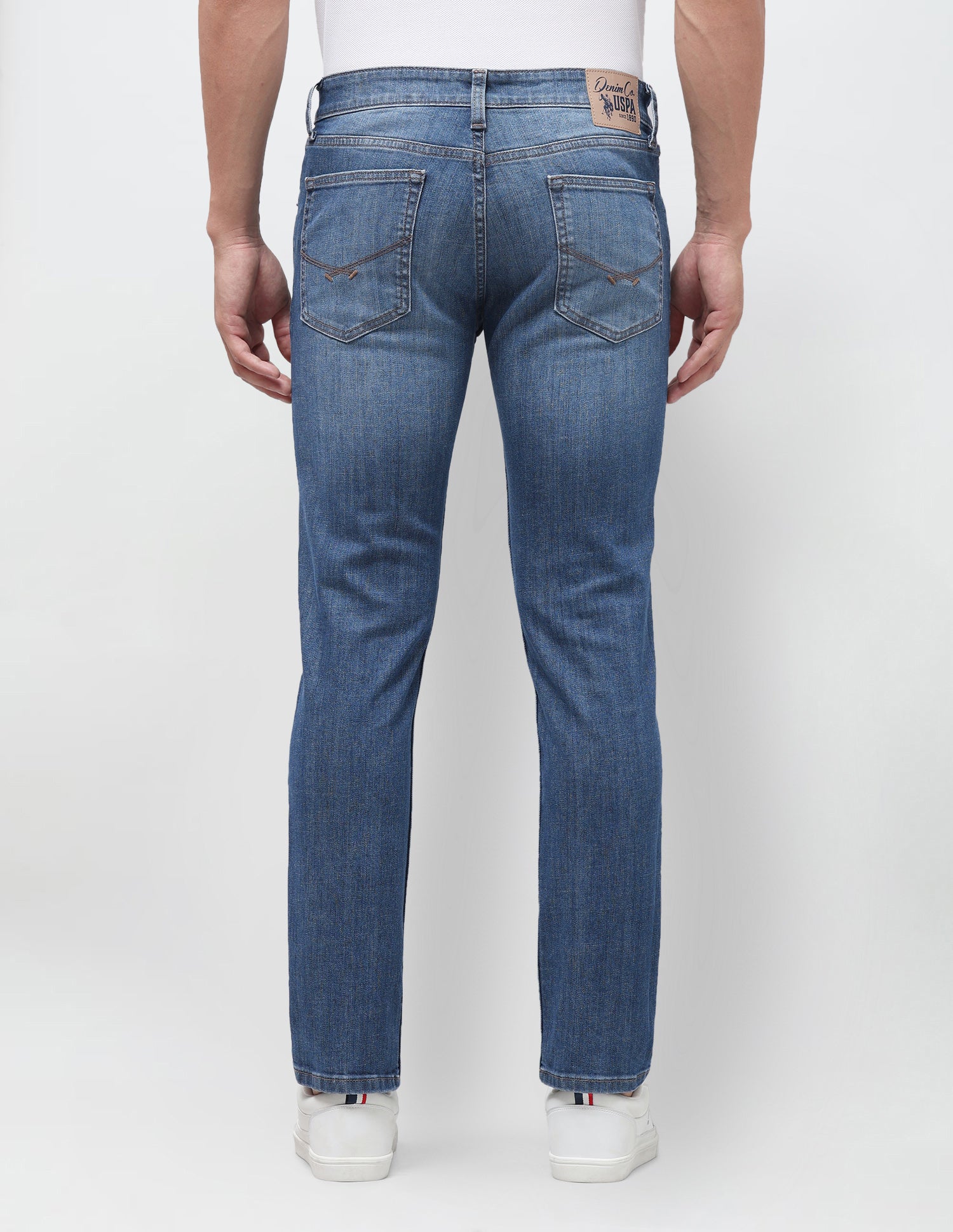 Brandon Slim Tapered Fit Blue Jeans Mid Blue - U.S. Polo Assn. India | Large
