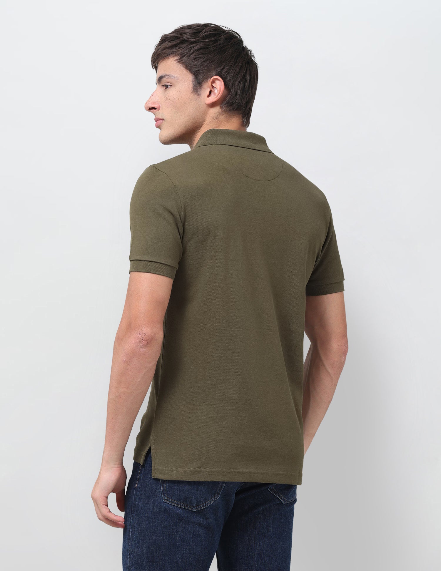 Solid Slim Fit Polo Shirt Olive - U.S. Polo Assn. India | Large