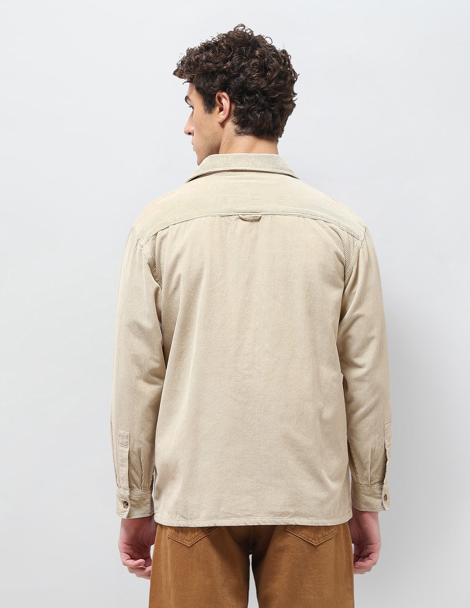 Slim Fit Corduroy Shirt Beige - U.S. Polo Assn. India | Large