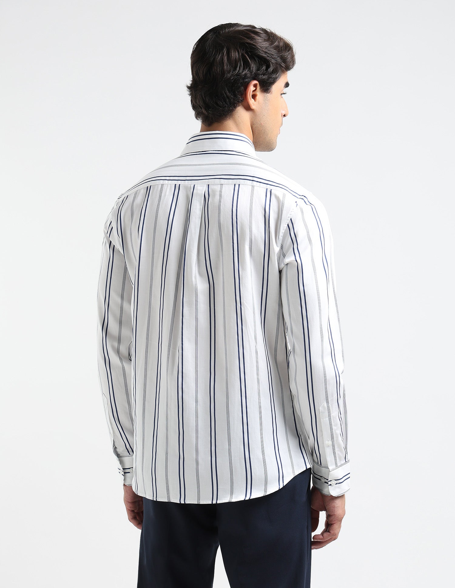 Vertical Striped Pure Cotton Shirt Navy - U.S. POLO ASSN. | Large