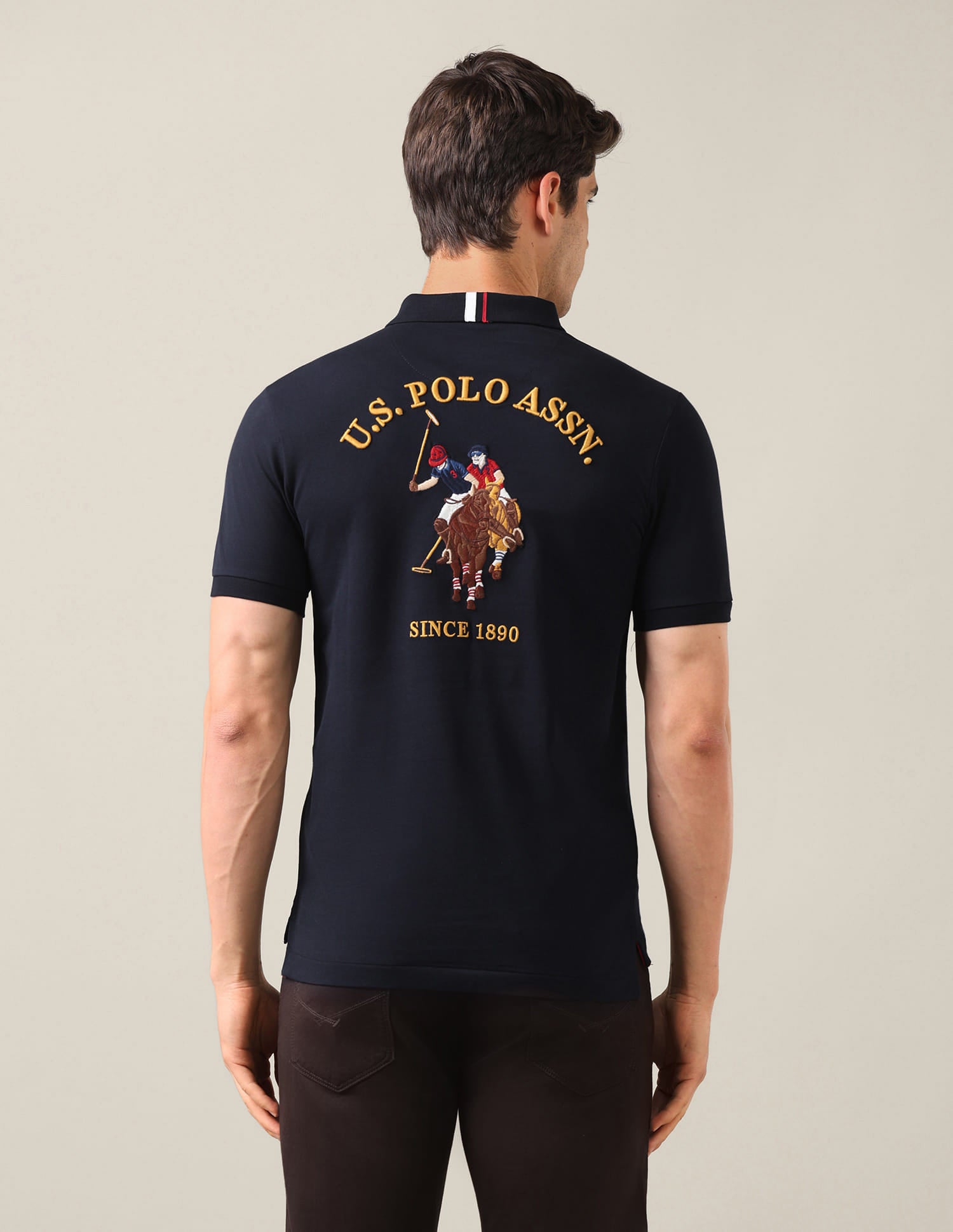 Brand Embroidered Slim Fit Polo Shirt Blue - U.S. Polo Assn. India | Large