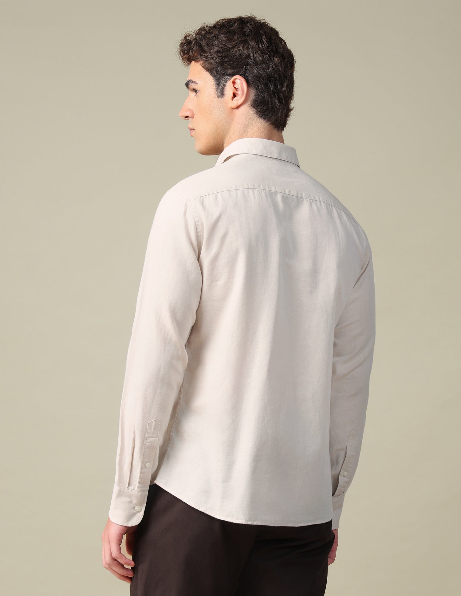 Solid Tailored Fit Shirt Beige - U.S. Polo Assn. India | Large