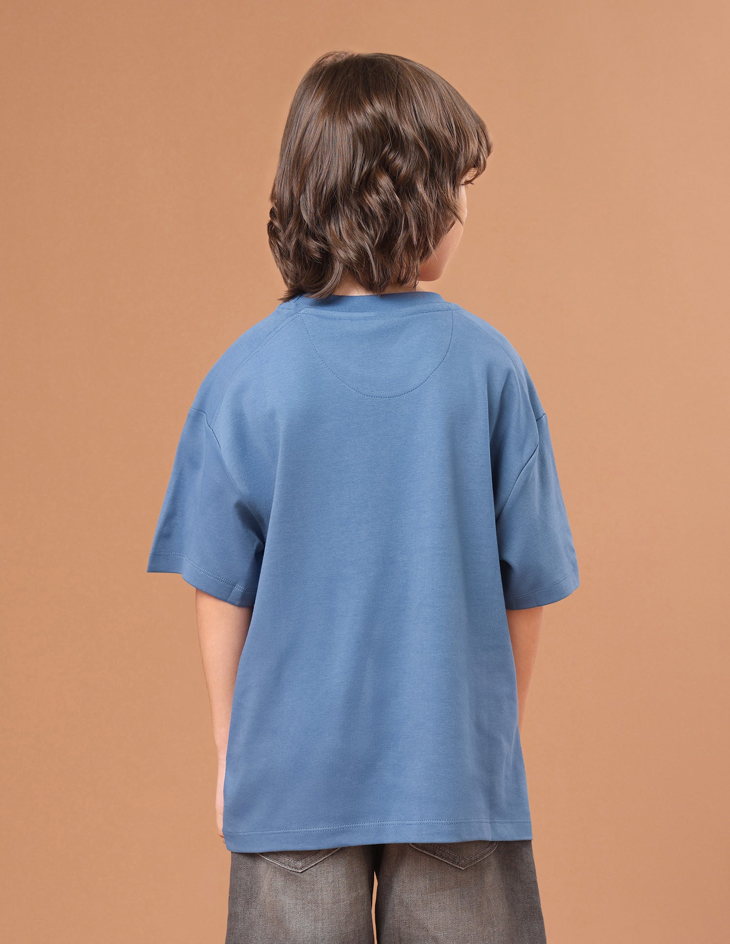 Typographic Brand Printed Oversized Fit T-Shirt Blue - U.S. Polo Assn. India | Large