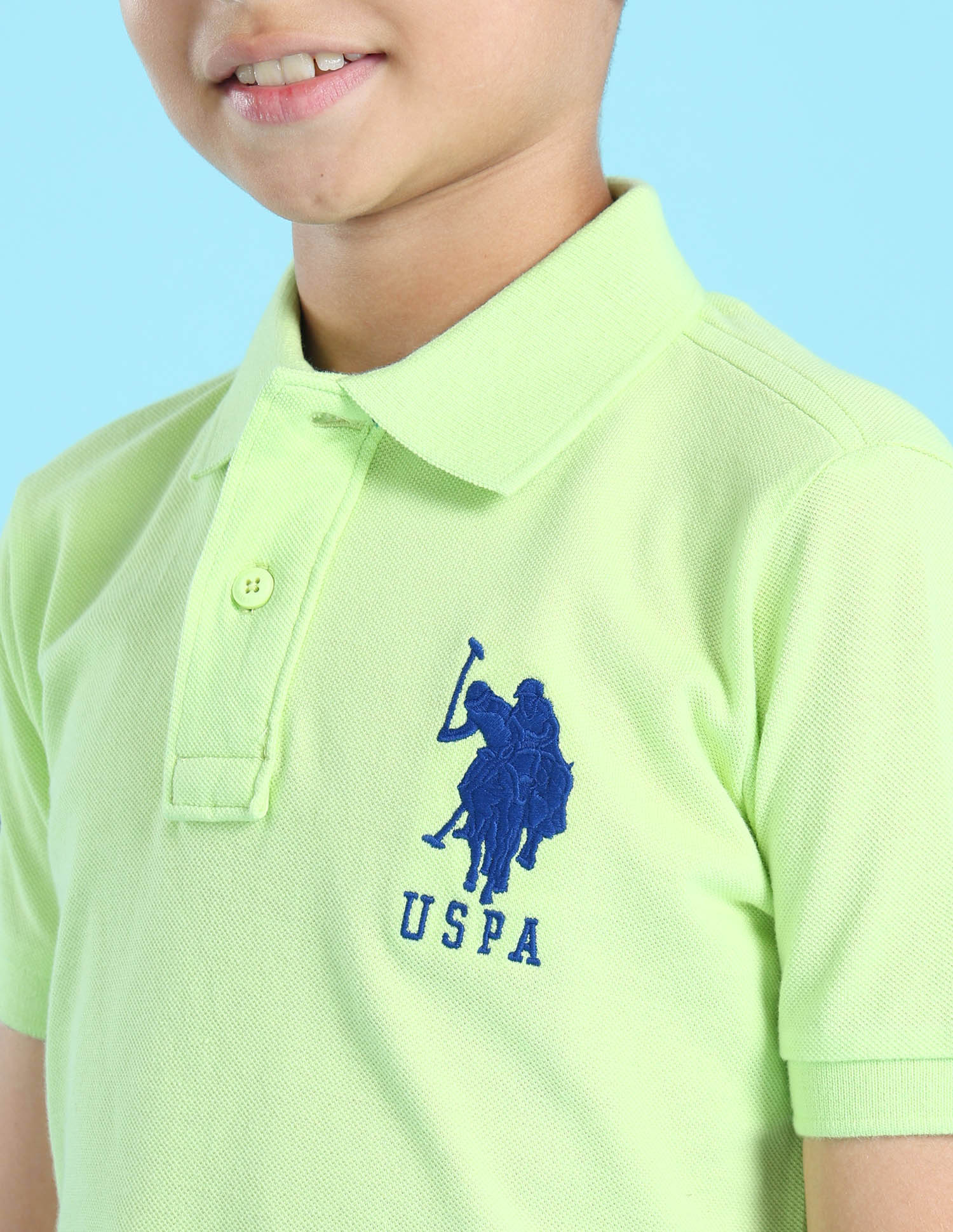 Ribbed Collar Pique Polo Shirt Green - U.S. POLO ASSN. | Large