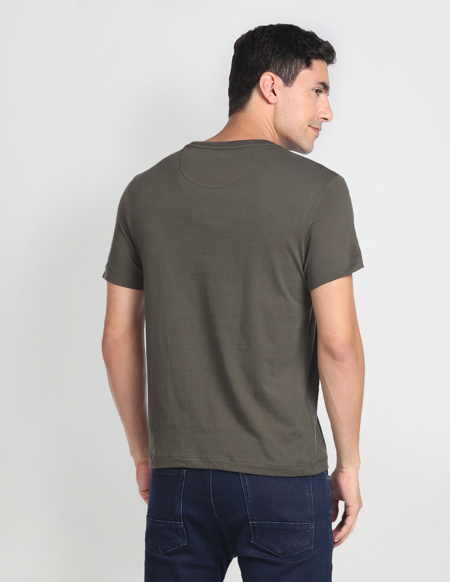 Crew Neck Brand Print T-Shirt Olive - U.S. Polo Assn. India | Large