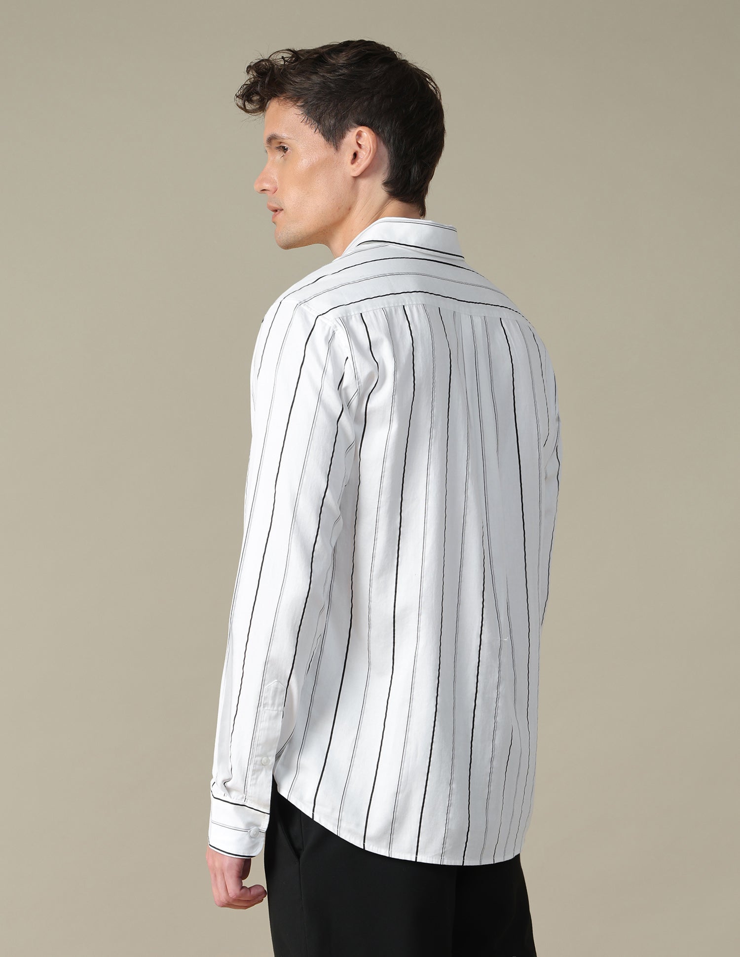 Vertical Striped Satin Shirt Light Grey - U.S. Polo Assn. India | Large