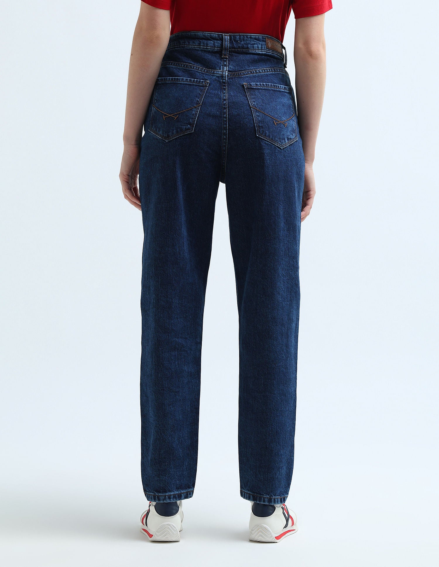 High Rise Mom Fit Jeans Dark Blue - U.S. POLO ASSN. | Large