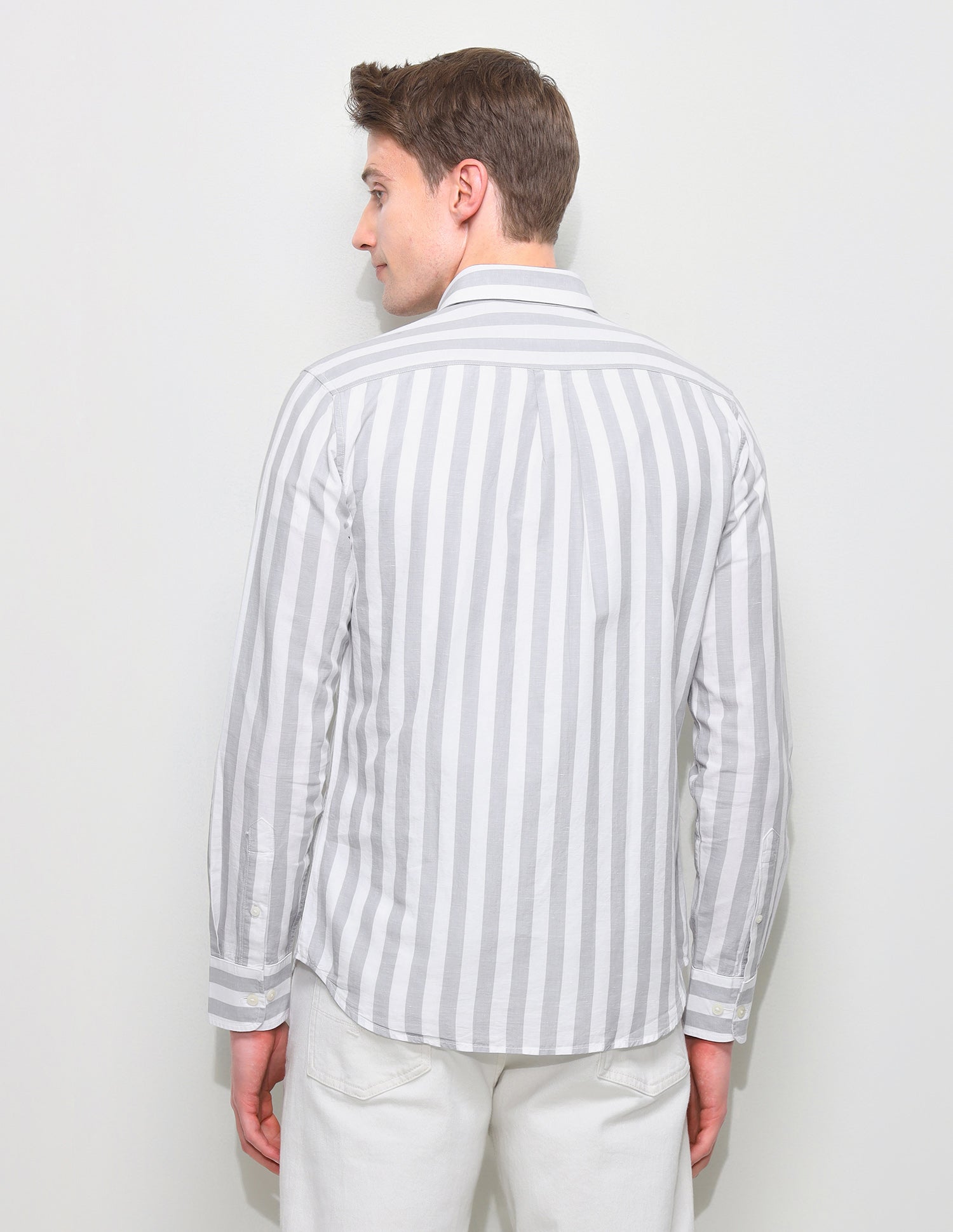 Vertical Striped Regular Fit Shirt Grey - U.S. Polo Assn. India | Large