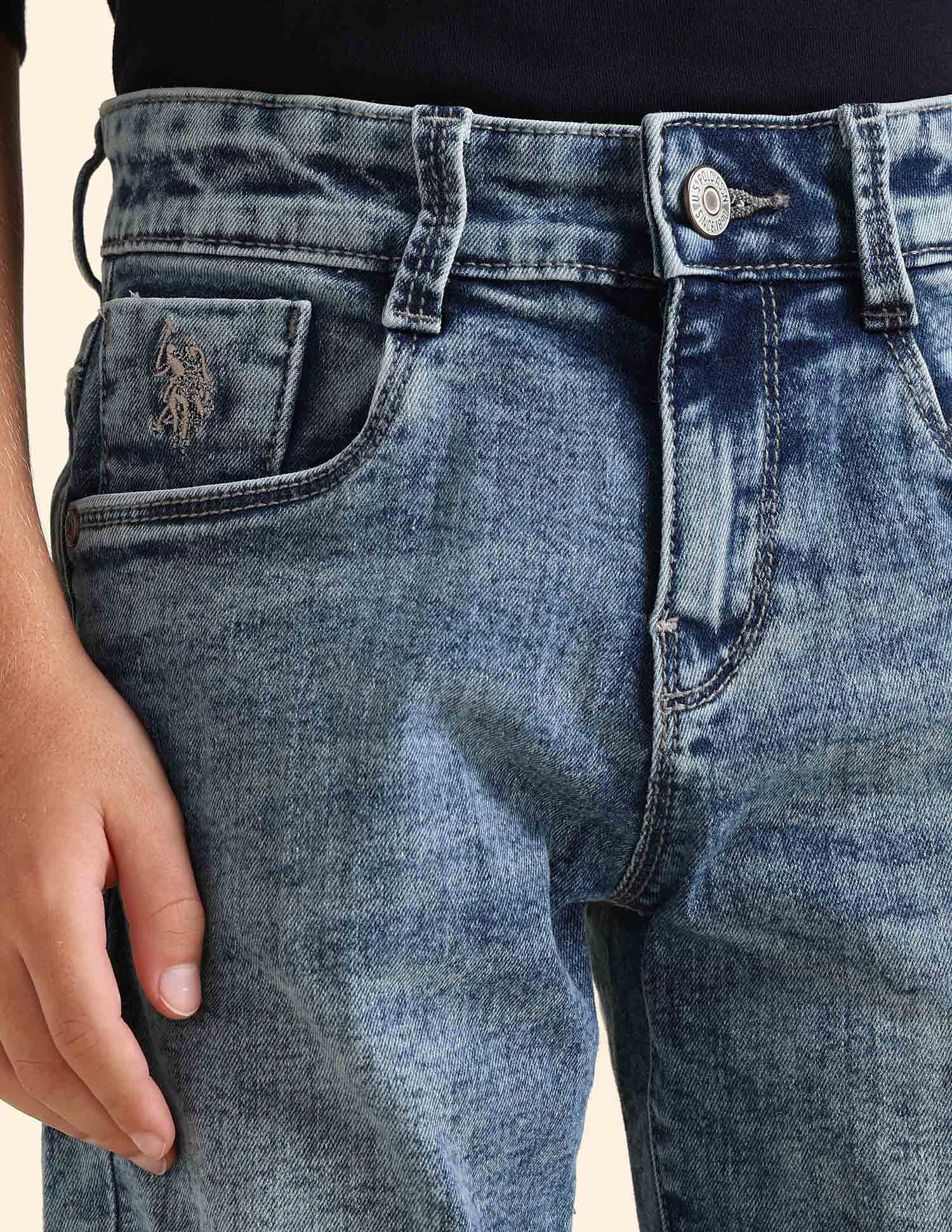 Boys Relaxed Fit Blue Jeans Light Blue - U.S. POLO ASSN. | Large