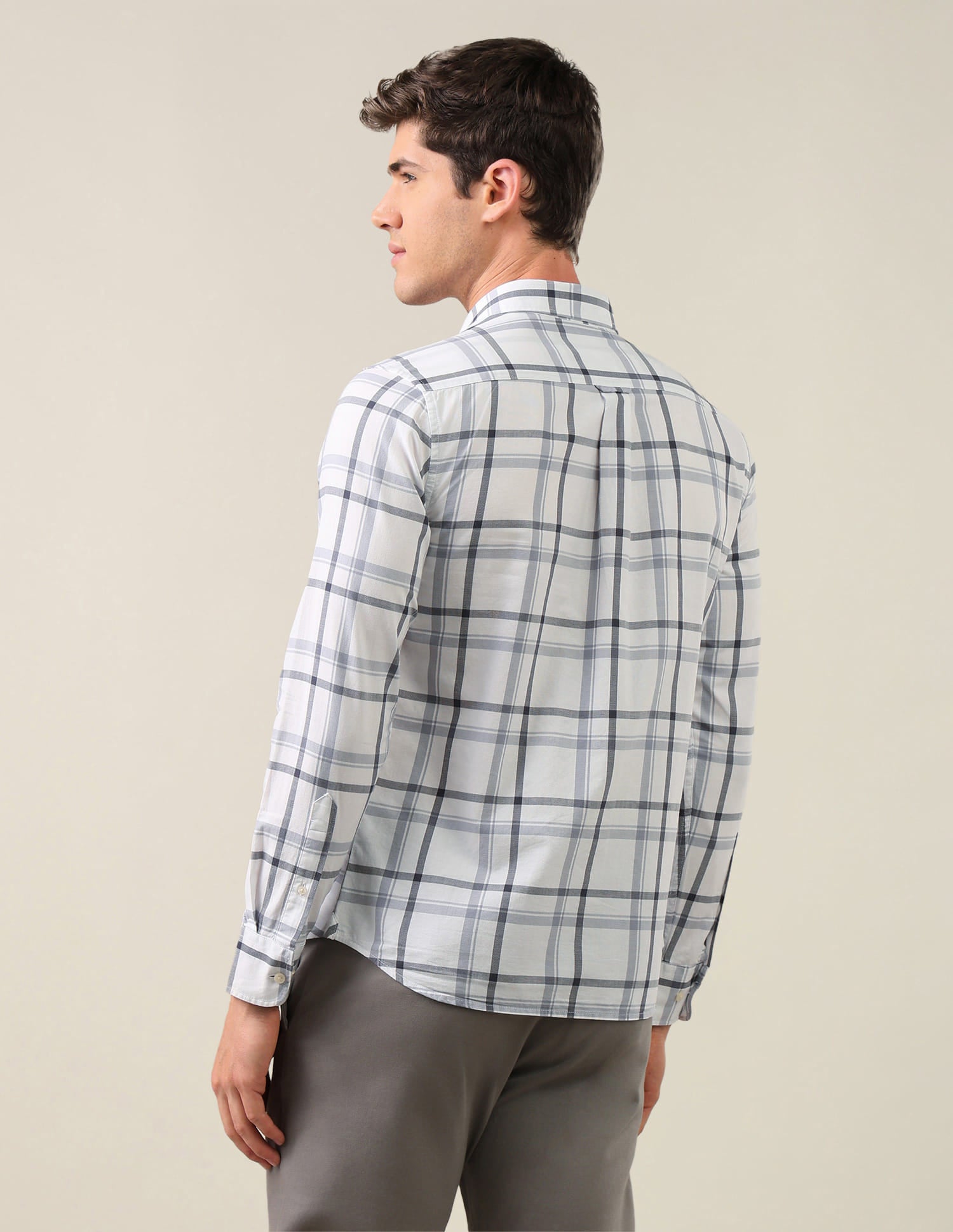Grid Tattersall Checked Tailored Fit Shirt Grey - U.S. Polo Assn. India | Large