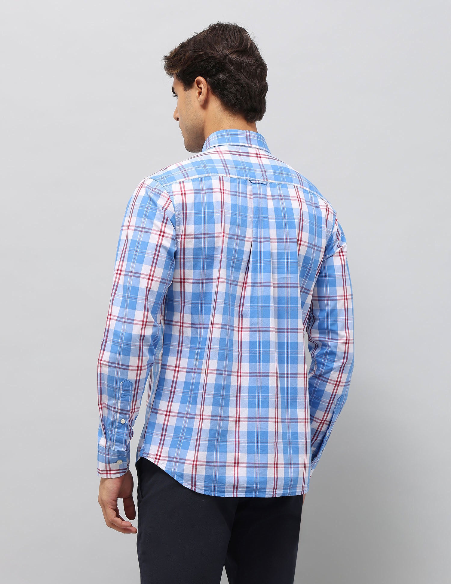 Plaid Checked Pure Cotton Shirt Blue - U.S. Polo Assn. India | Large