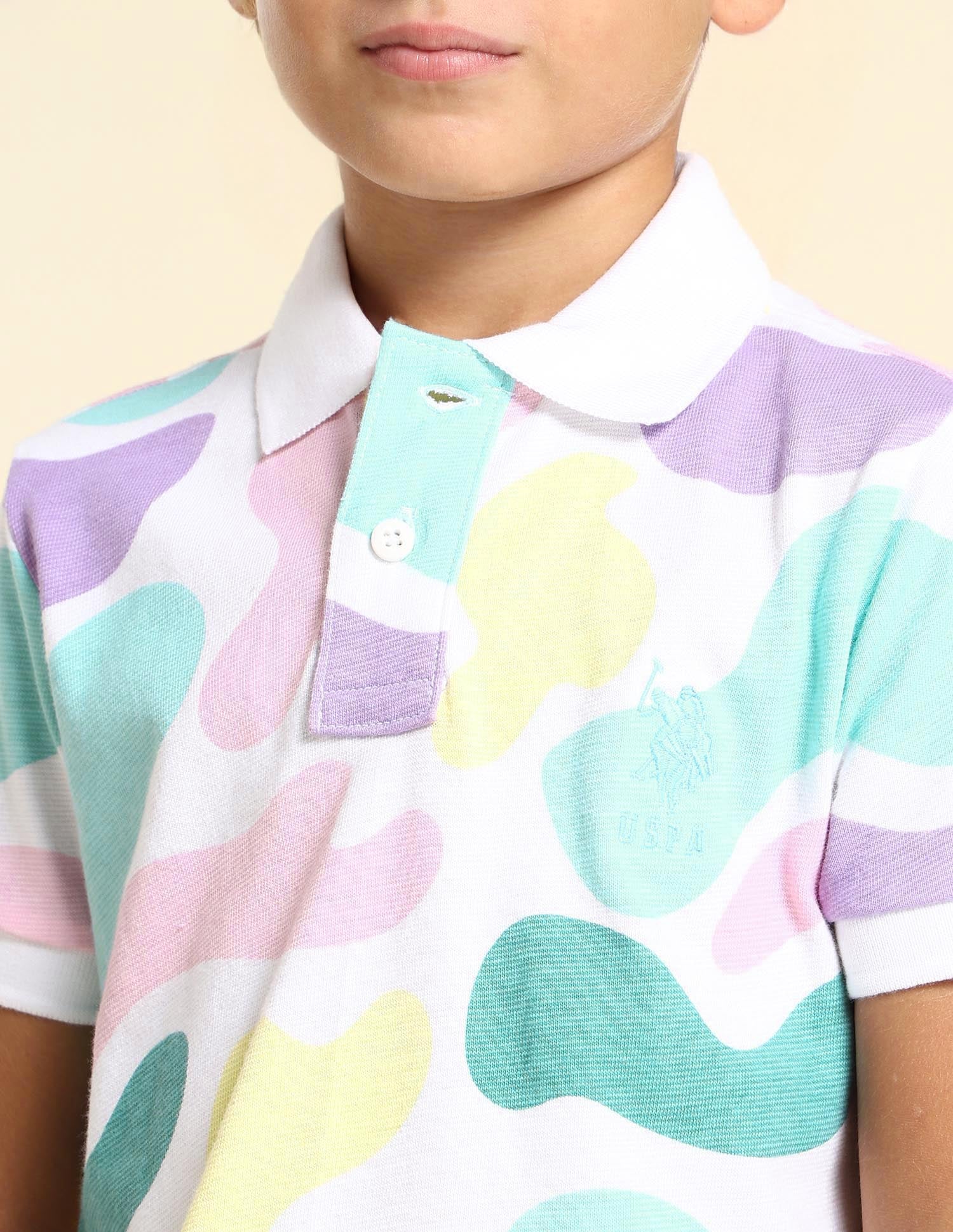 Boys Abstract Printed Regular Fit Polo Shirt Multi - U.S. POLO ASSN. | Large