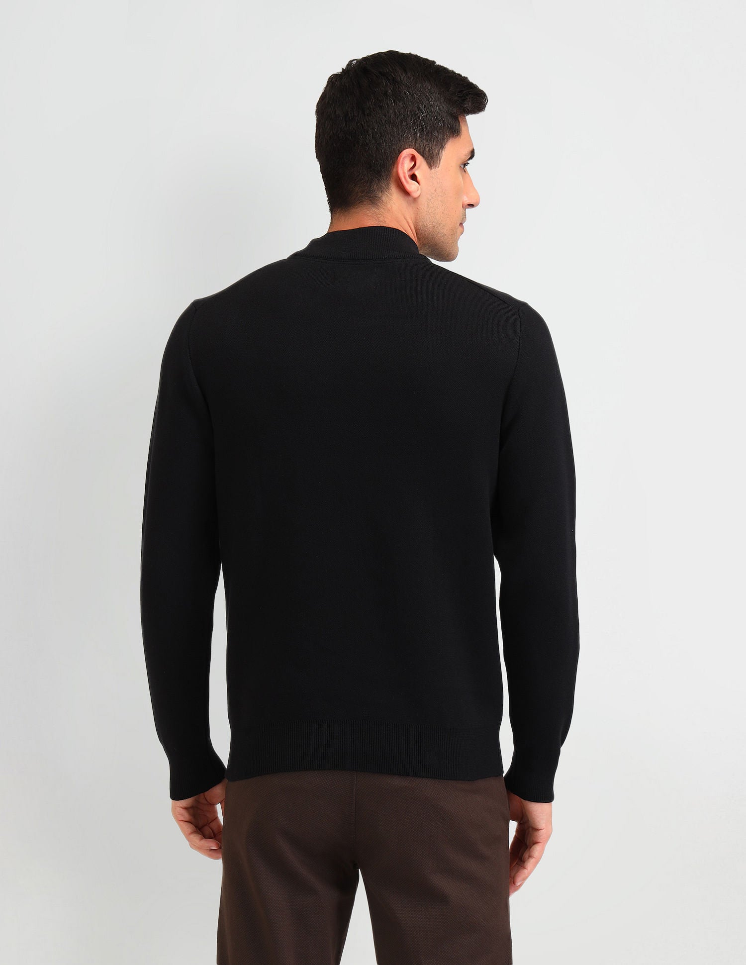 Regular Fit Solid Sweater Black - U.S. Polo Assn. India | Large