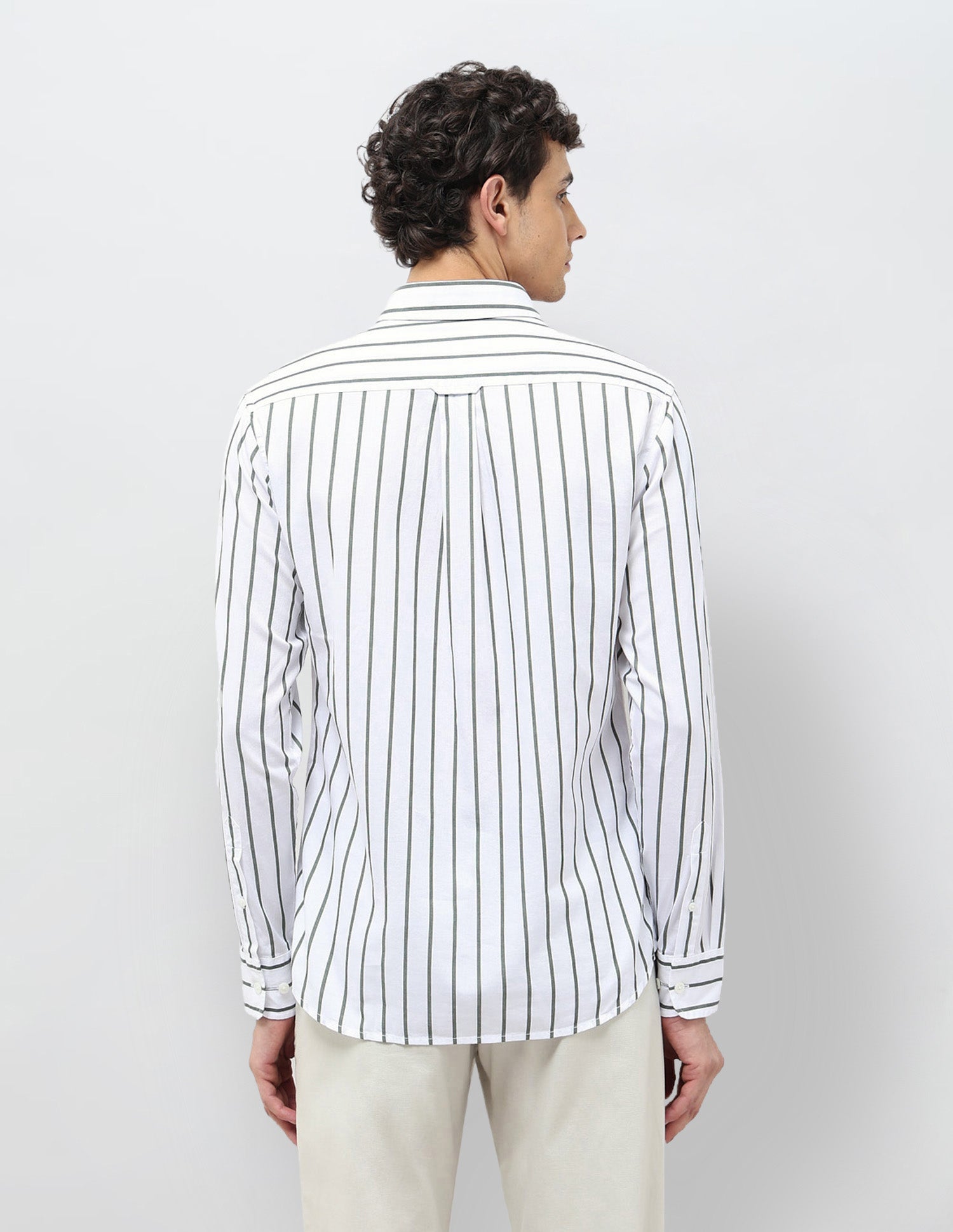 Vertical Striped Tailored Fit Shirt Olive - U.S. POLO ASSN. | Large