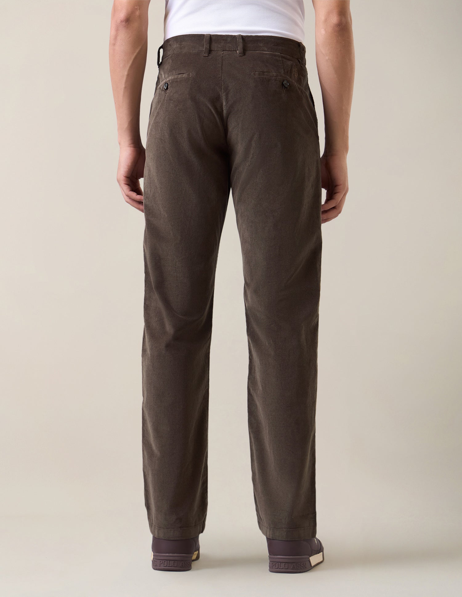 Riley Straight Fit Corduroy Trousers Dark Brown - U.S. Polo Assn. India | Large