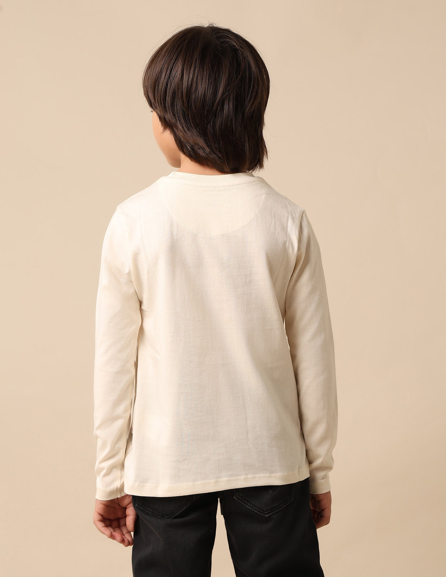 Boys Graphic Brand Printed Regular Fit T Shirt Off White - U.S. POLO ASSN. | Large