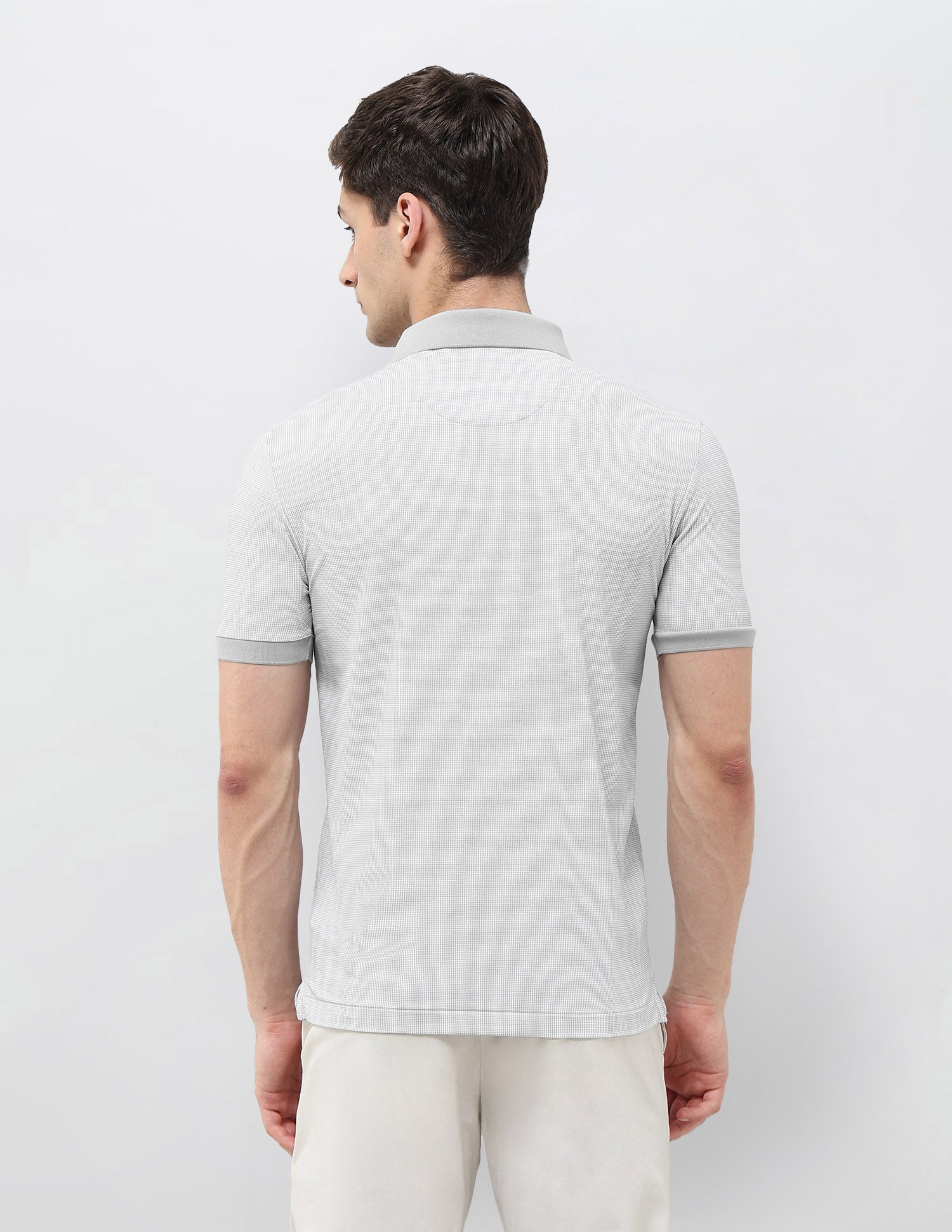 Textured Slim Fit Polo Shirt Light Grey - U.S. Polo Assn. India | Large