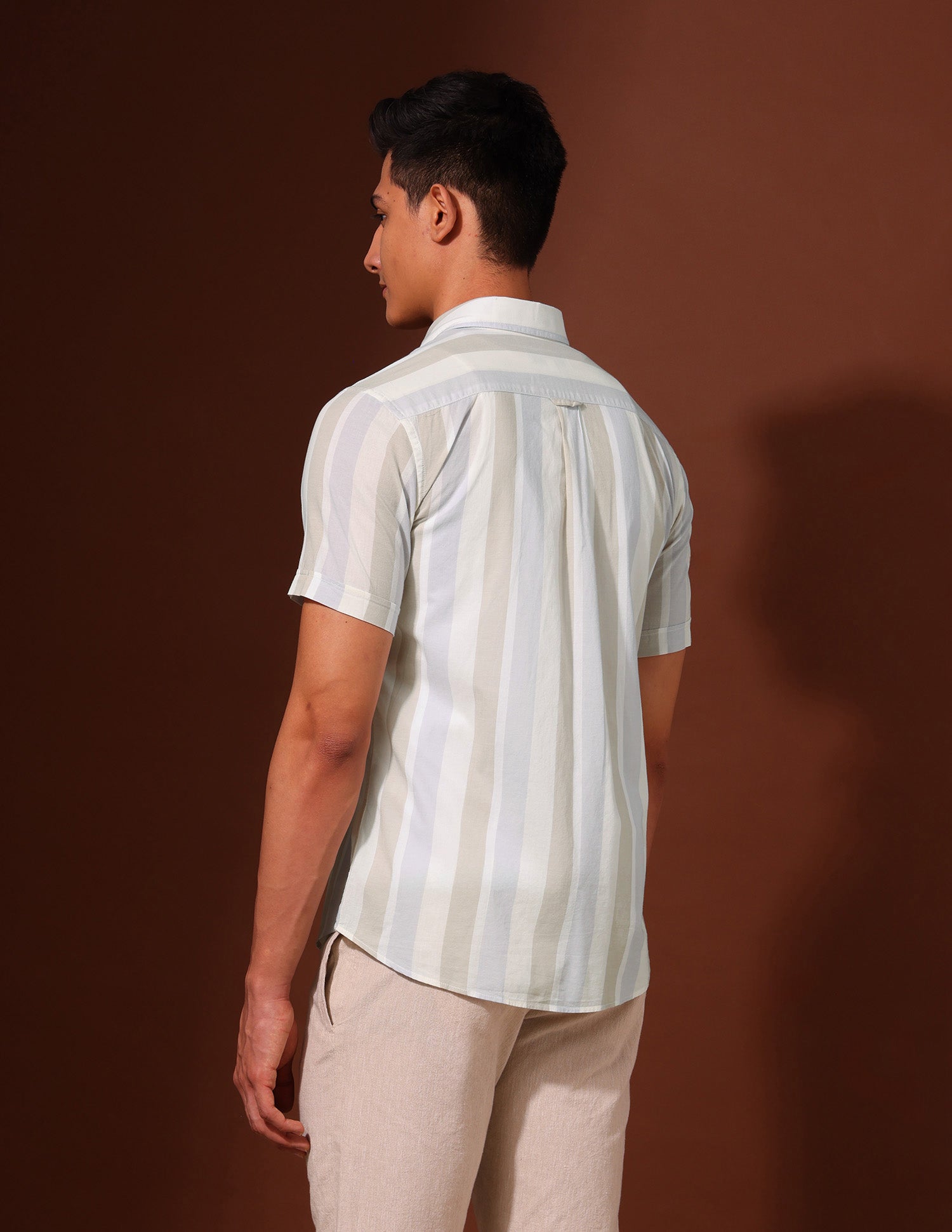Vertical Striped Tailored Fit Shirt Ivory - U.S. Polo Assn. India | Large