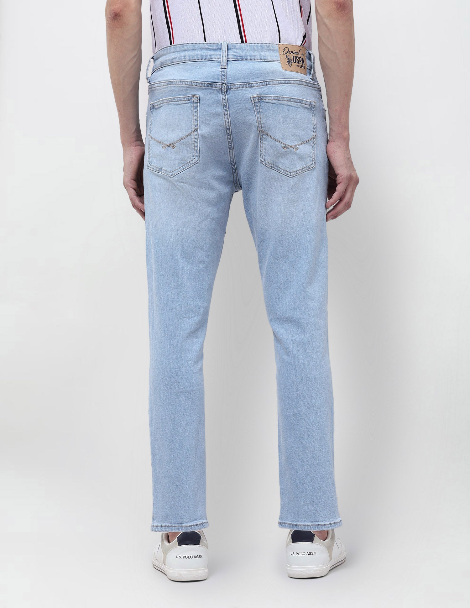 Cole Comfort Cropped Fit Blue Jeans Light Indigo - U.S. POLO ASSN. | Large