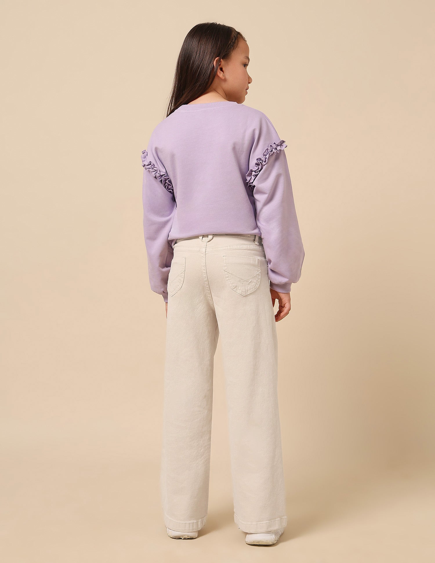 Girls Wide Leg Fit Mid Rise Jeans Sea Salt - U.S. POLO ASSN. | Large