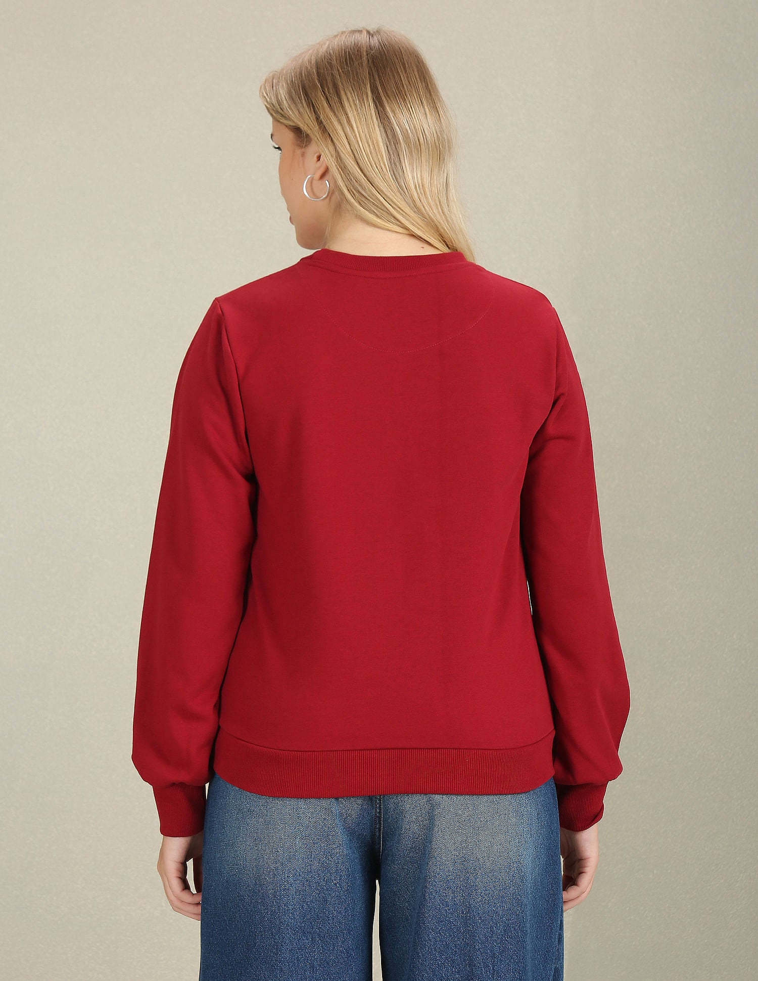 Crew Neck Brand Embroidered Sweatshirt Maroon - U.S. POLO ASSN. | Large