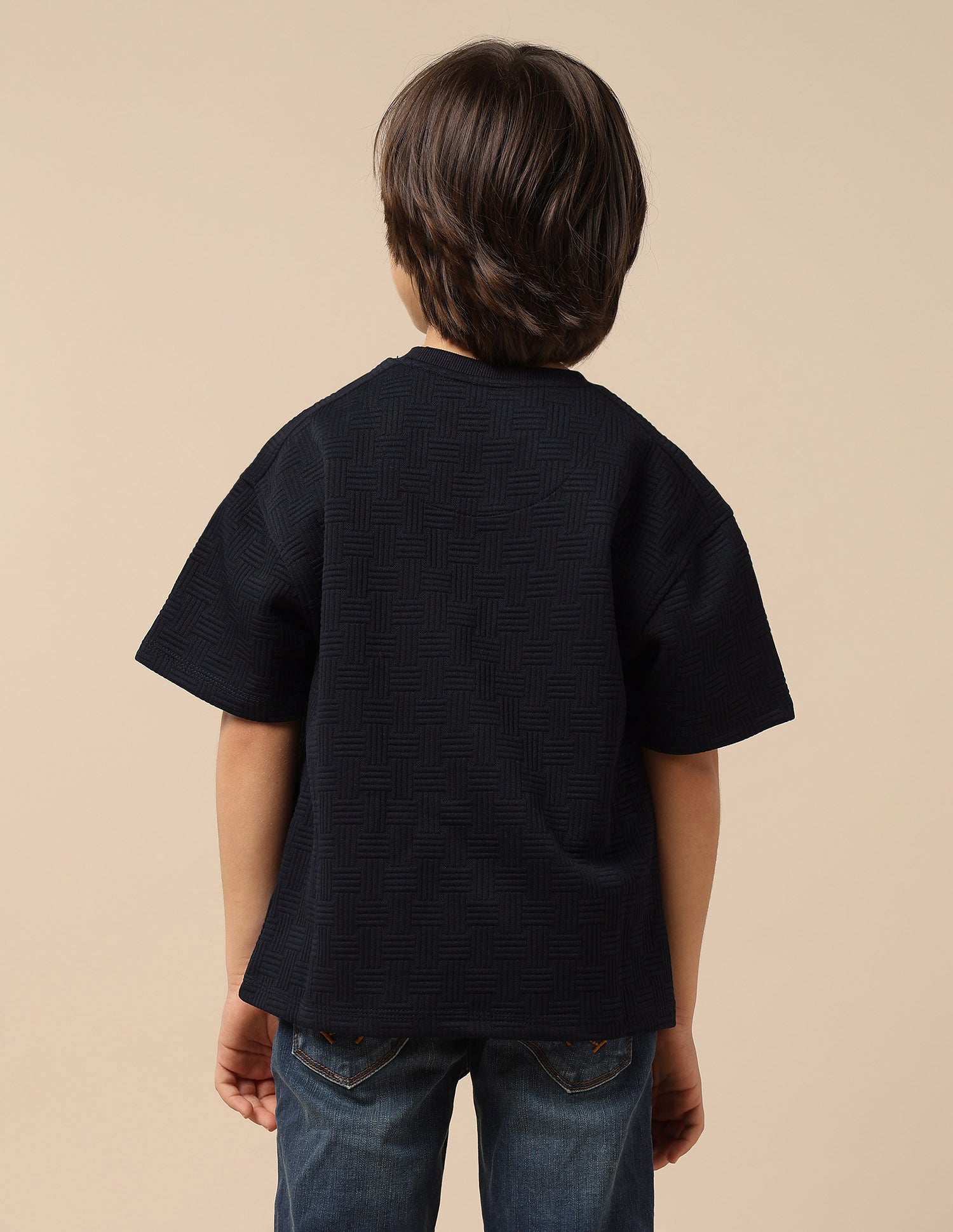 Boys Textured Boxy Fit T-Shirt Navy - U.S. POLO ASSN. | Large