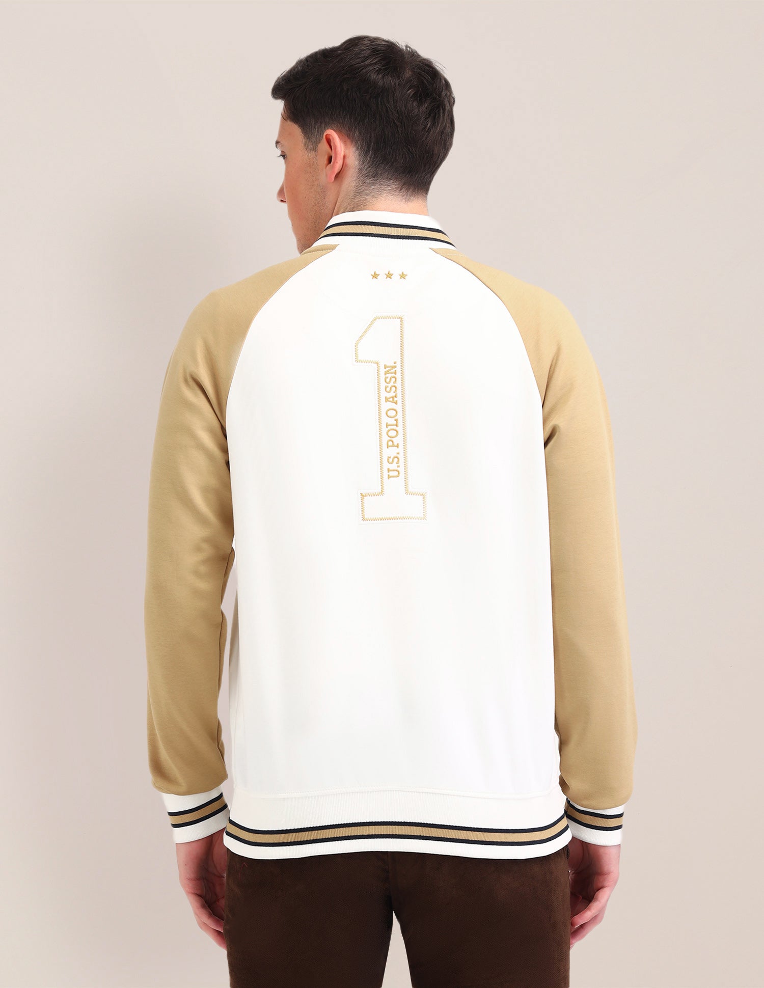 Colour Blocked Regular Fit Sweatshirt White - U.S. POLO ASSN. | Large