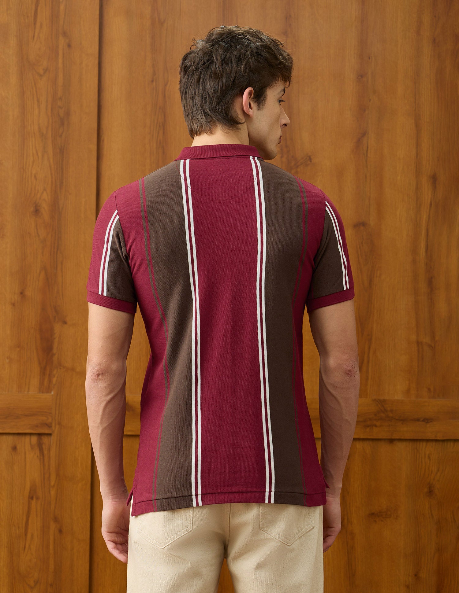 Vertical Striped Slim Fit Polo Shirt Maroon - U.S. Polo Assn. India | Large