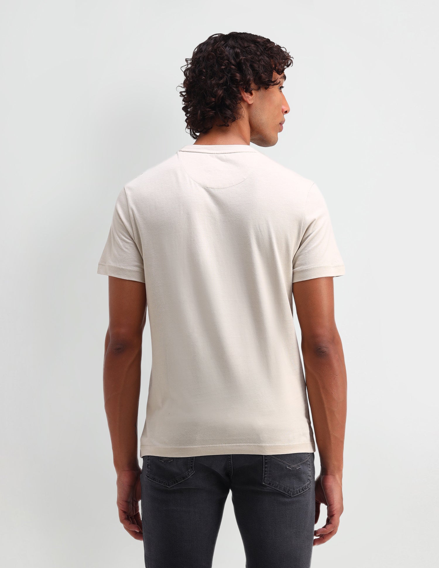 Brand Printed Cotton T-Shirt Beige - U.S. Polo Assn. India | Large