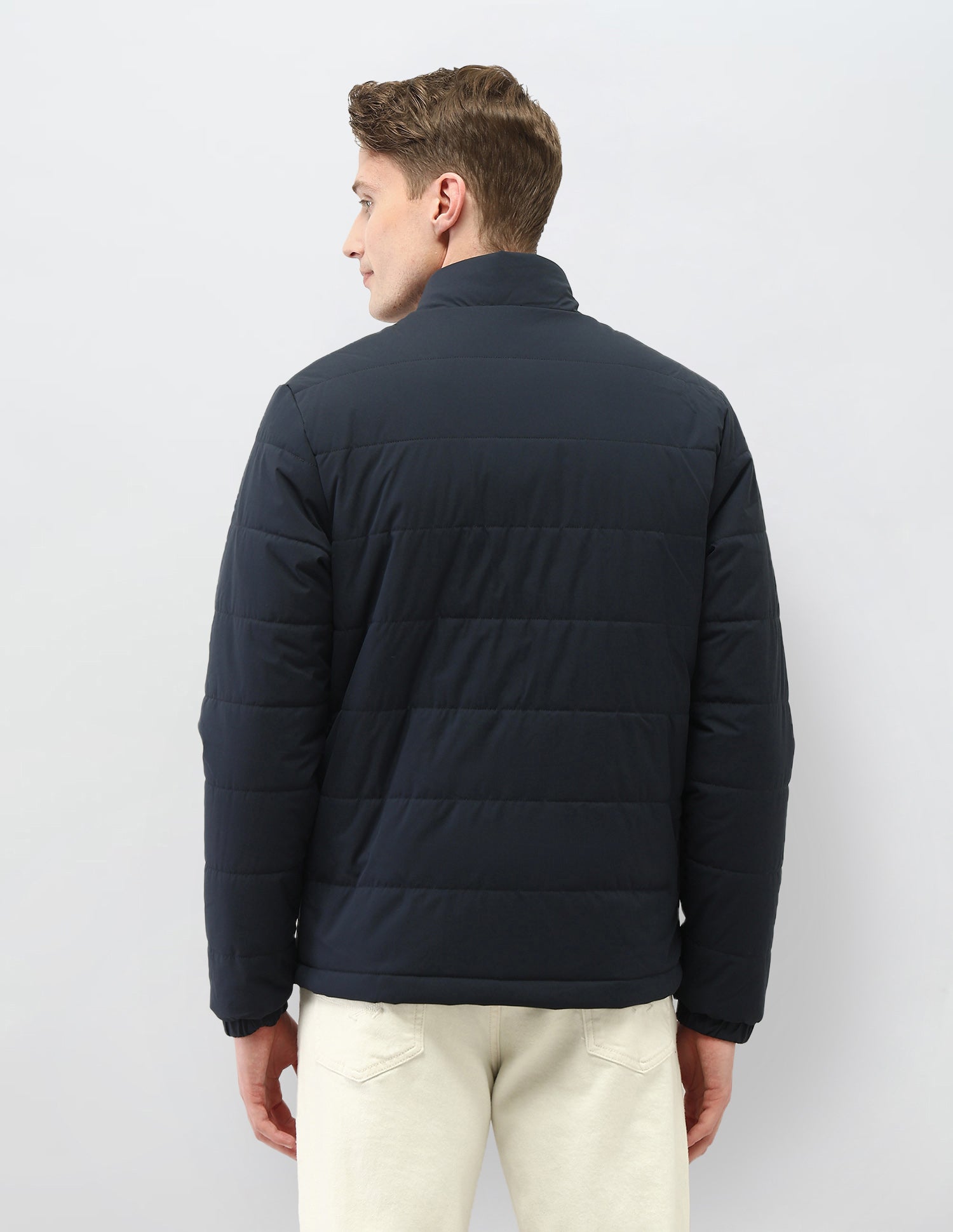 Solid Regular Fit Puffer Jacket Navy - U.S. Polo Assn. India | Large