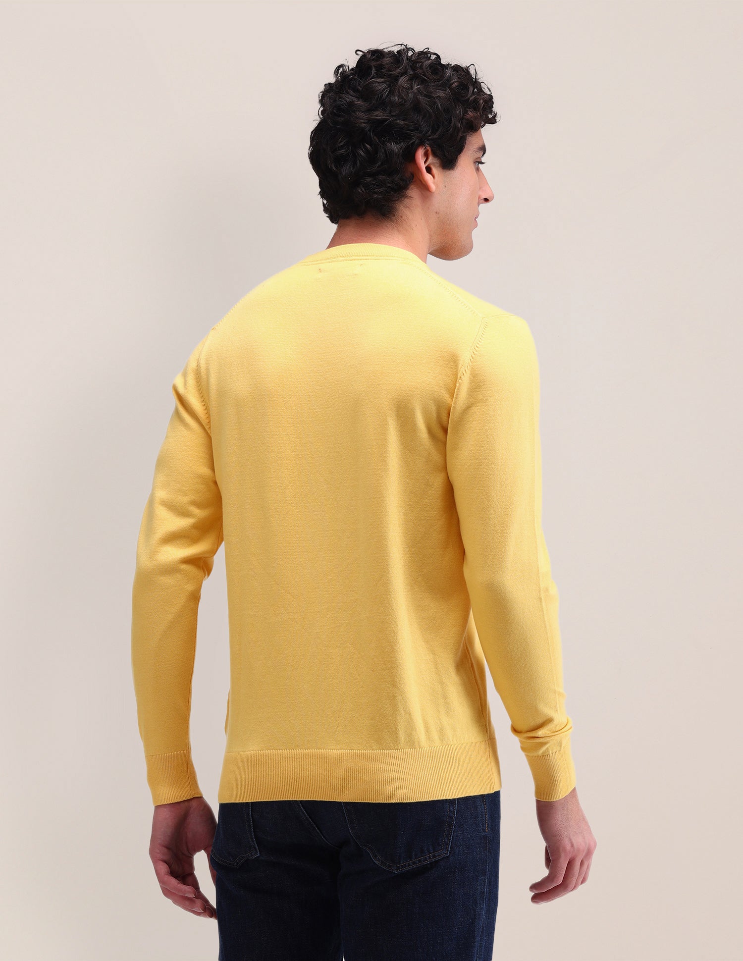 Solid Regular Fit Sweater Yellow - U.S. Polo Assn. India | Large