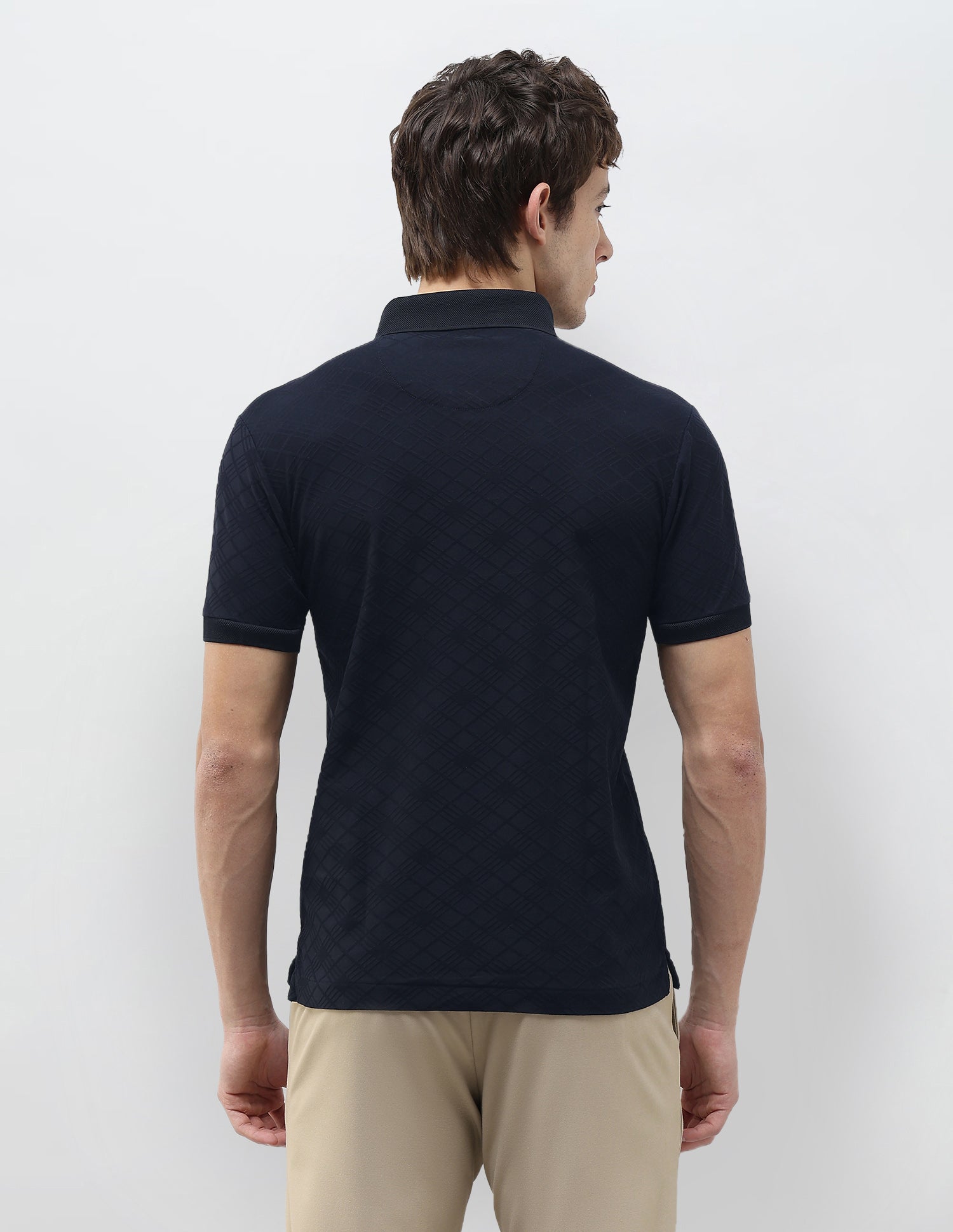 Self Design Geometric Slim Fit Polo Shirt Navy - U.S. Polo Assn. India | Large