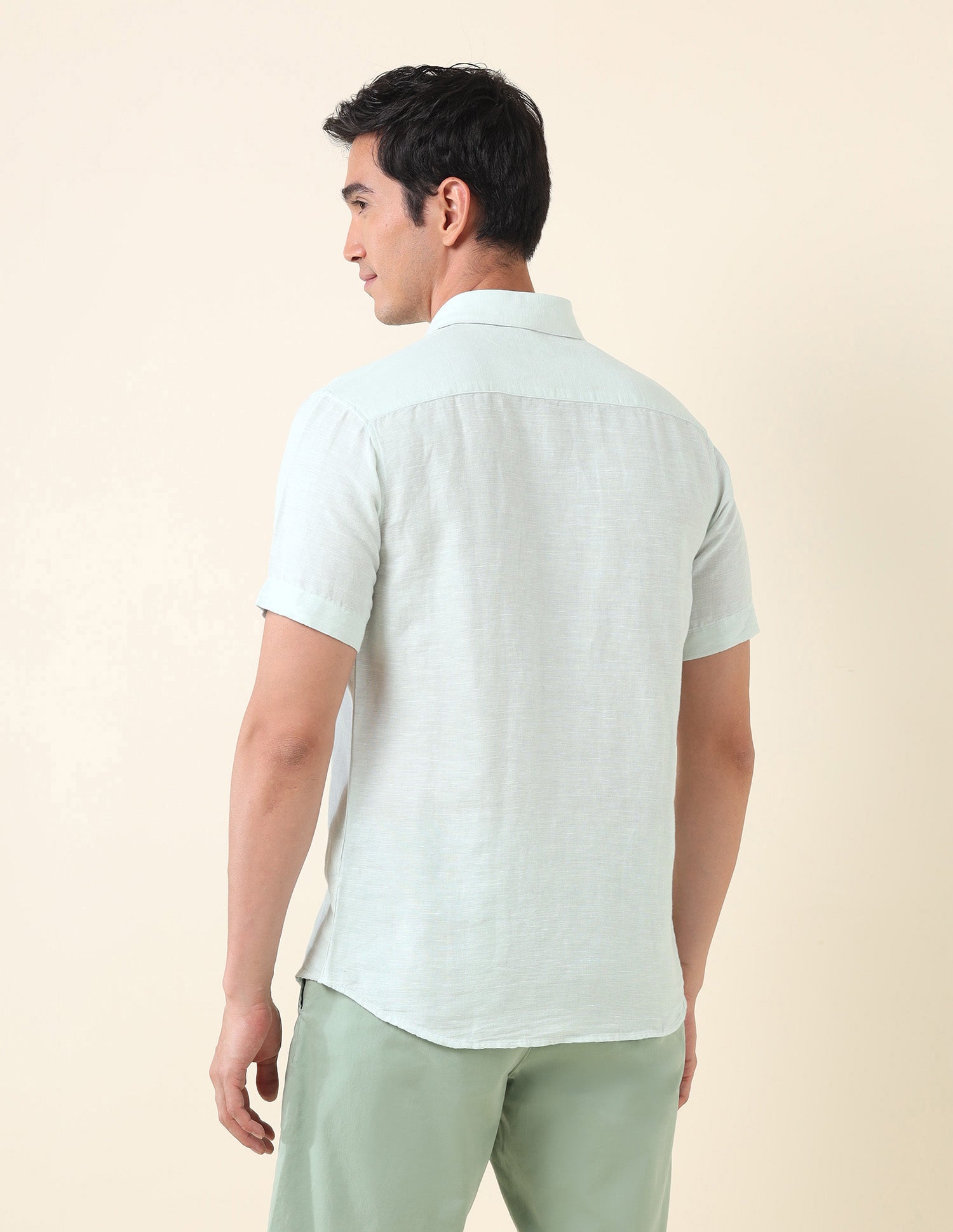 Tailored Fit Textured Shirt Light Green - U.S. Polo Assn. India | Large