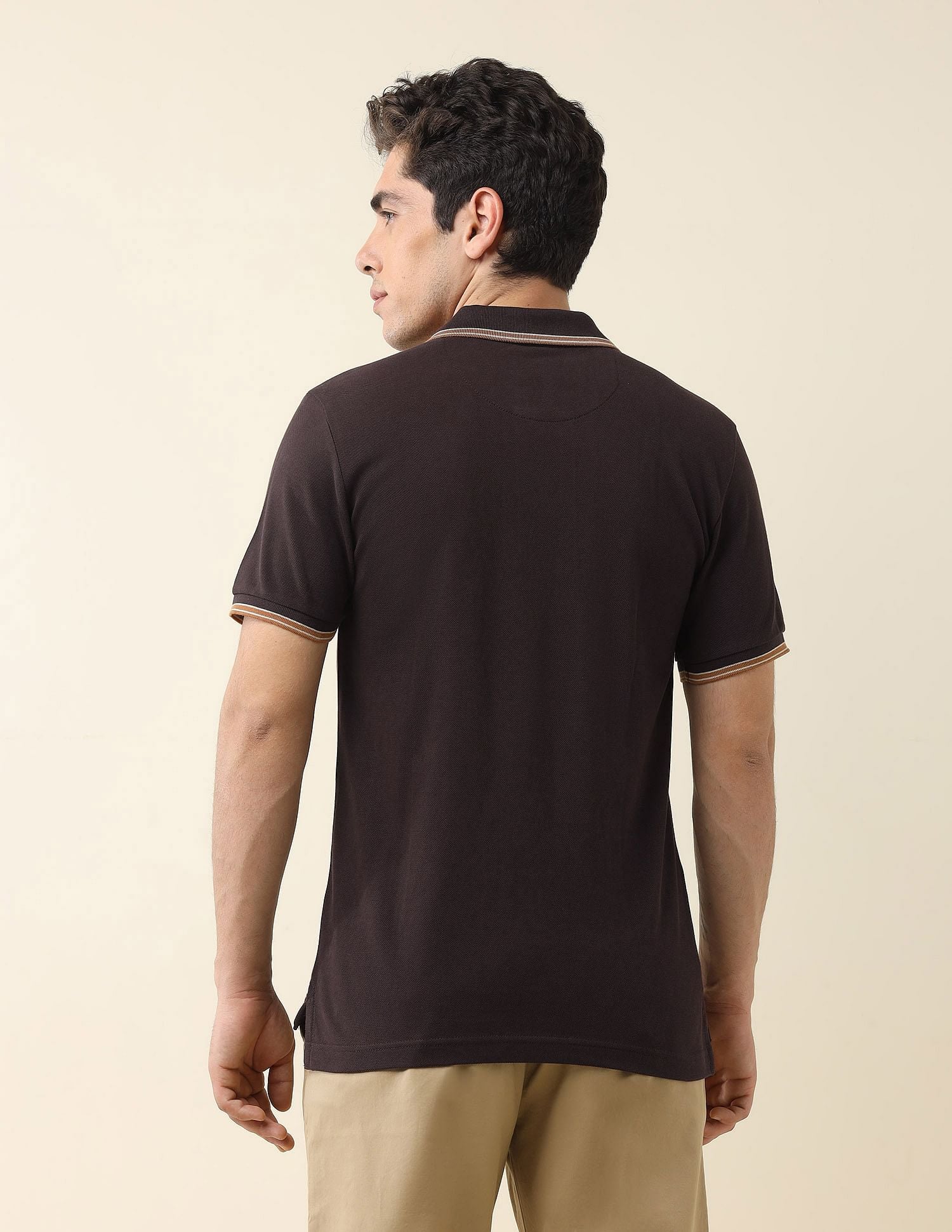 Slim Fit Solid Polo Shirt Dark Brown - U.S. Polo Assn. India | Large