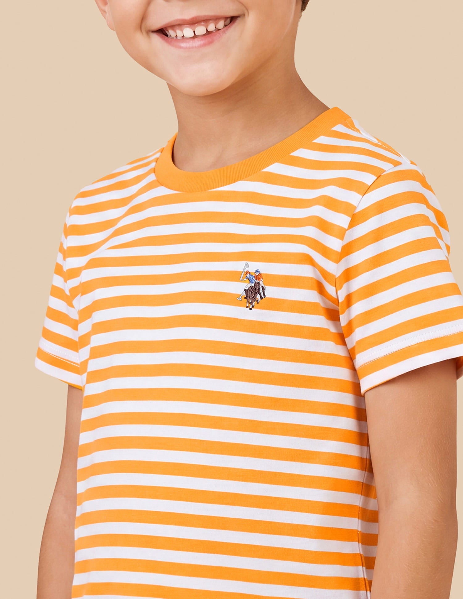Horizontal Striped Regular Fit T-Shirt Orange - U.S. Polo Assn. India | Large