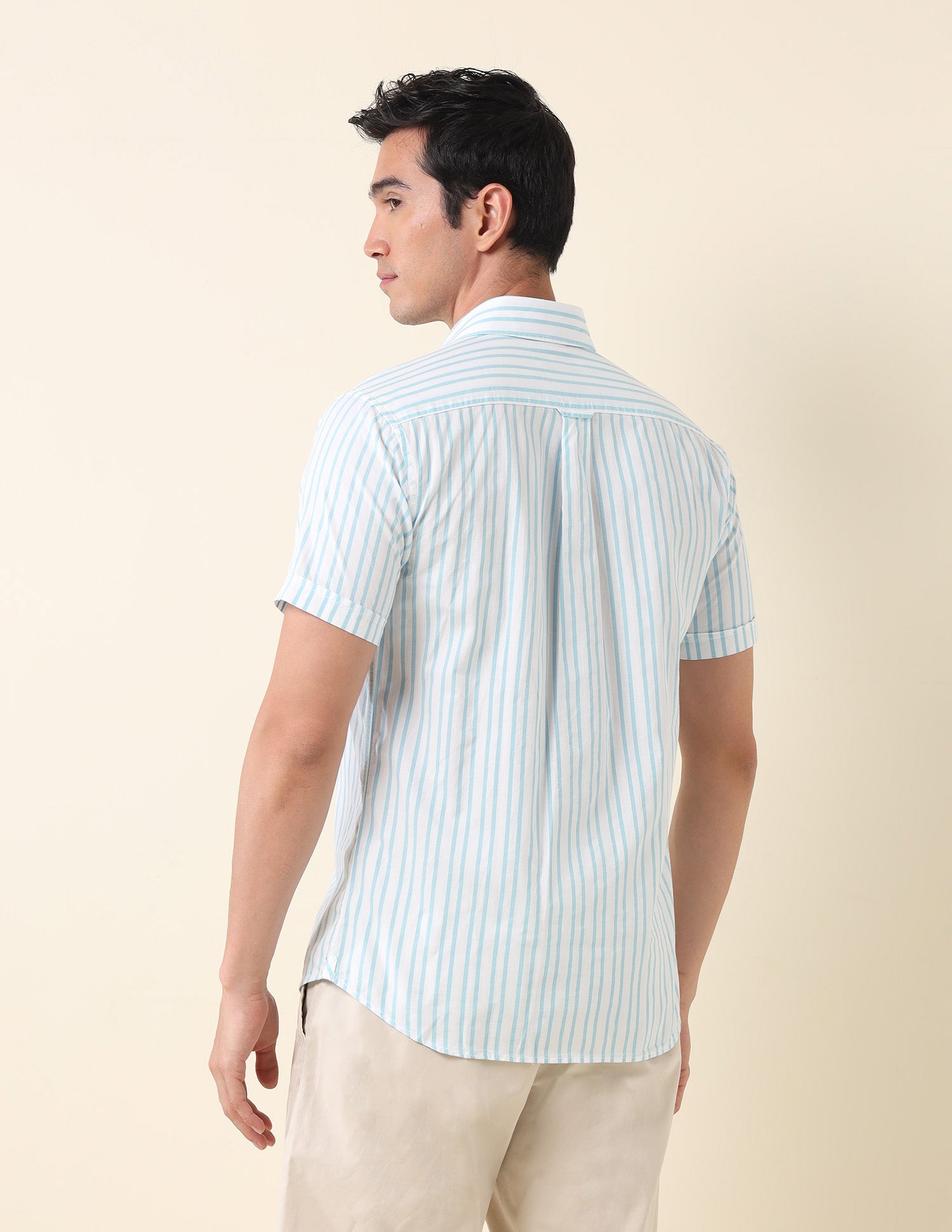 Vertical Striped Tailored Fit Shirt Aqua - U.S. Polo Assn. India | Large