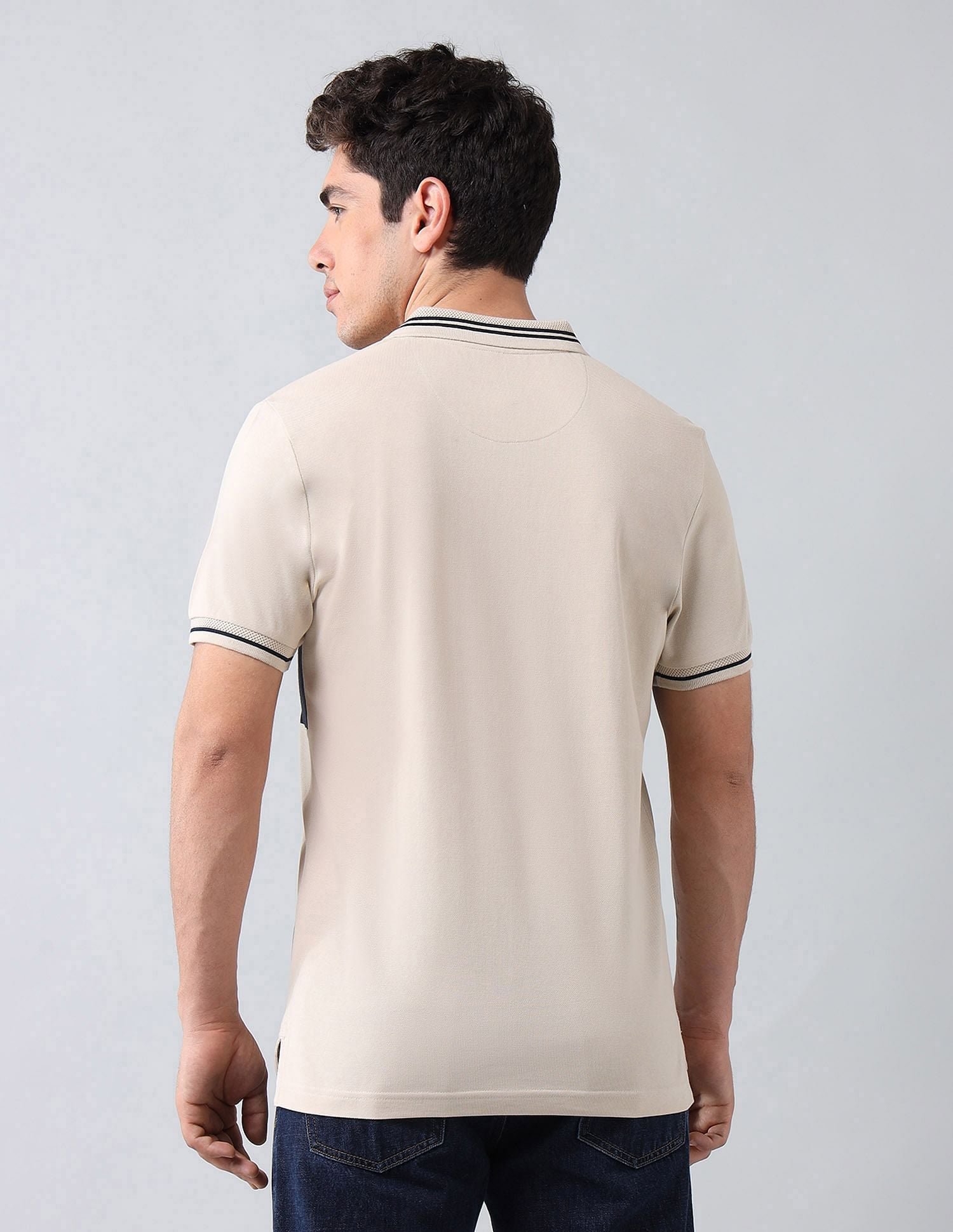 Muscle Fit Brand Printed Polo Shirt Beige - U.S. Polo Assn. India | Large