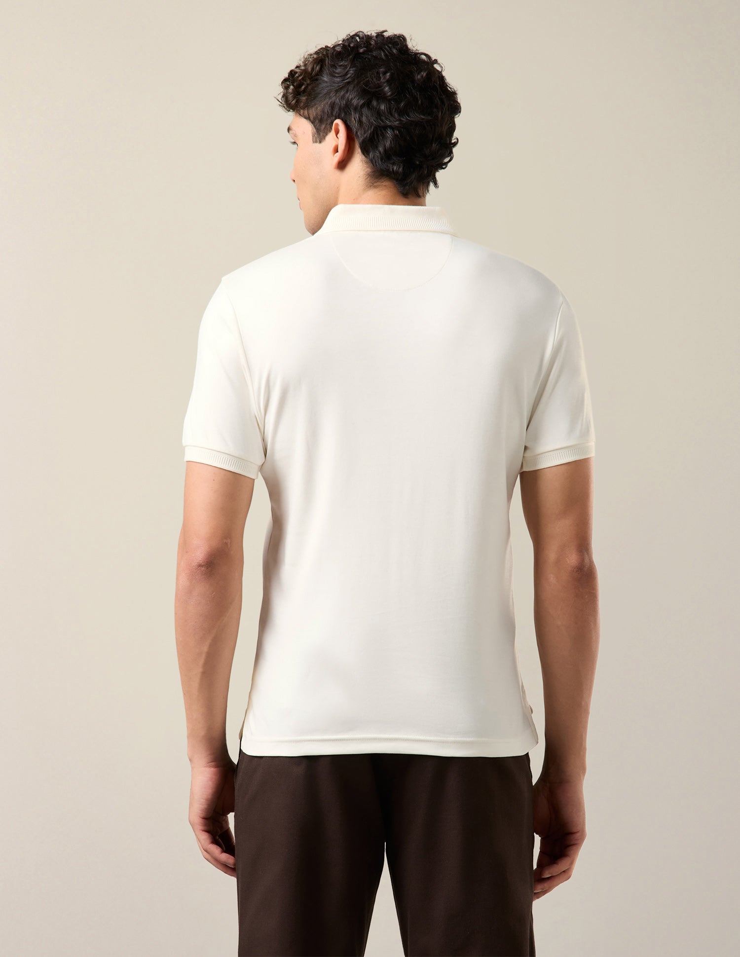 Solid Slim Fit Polo Shirt Off White - U.S. Polo Assn. India | Large
