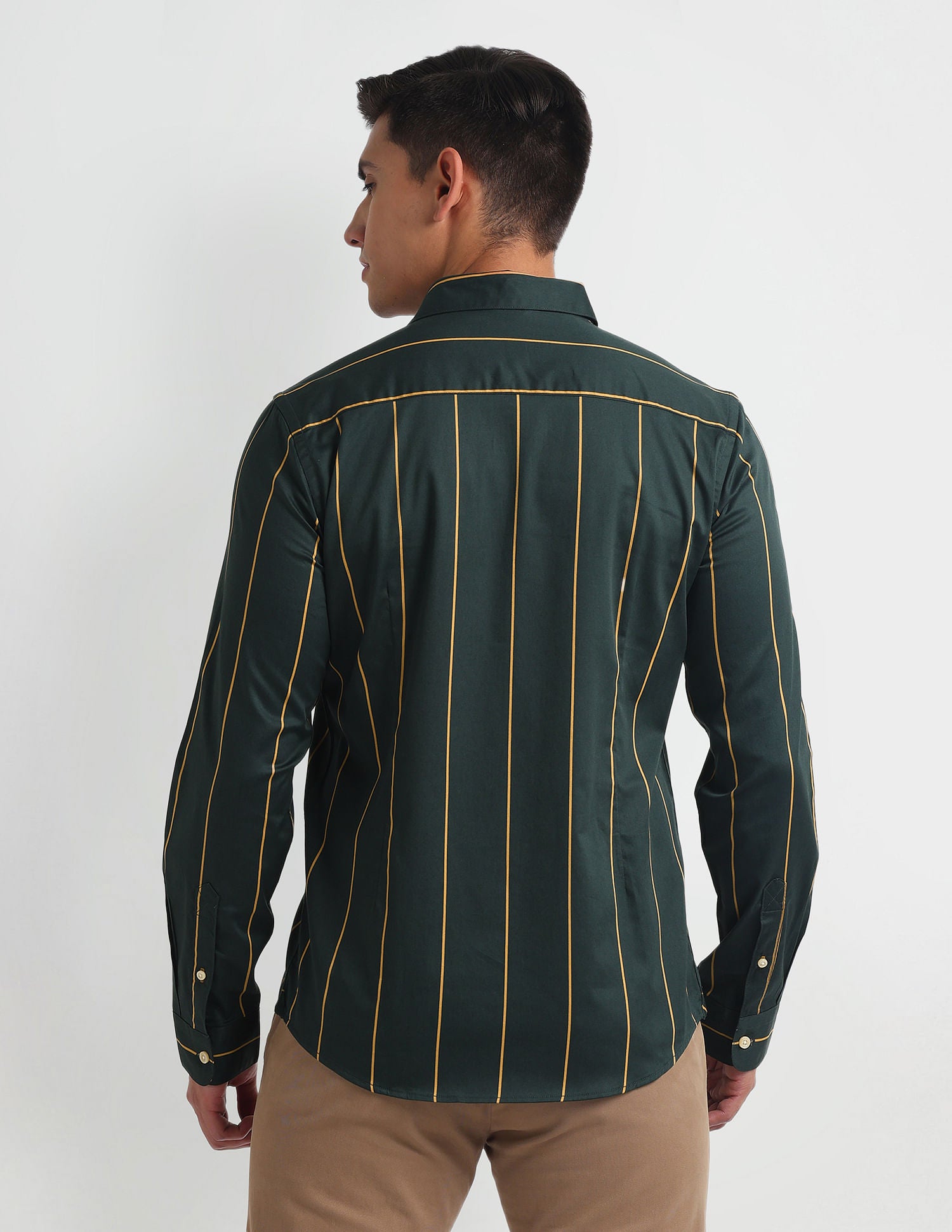 Vertical Stripe Slim Shirt Green - U.S. Polo Assn. India | Large