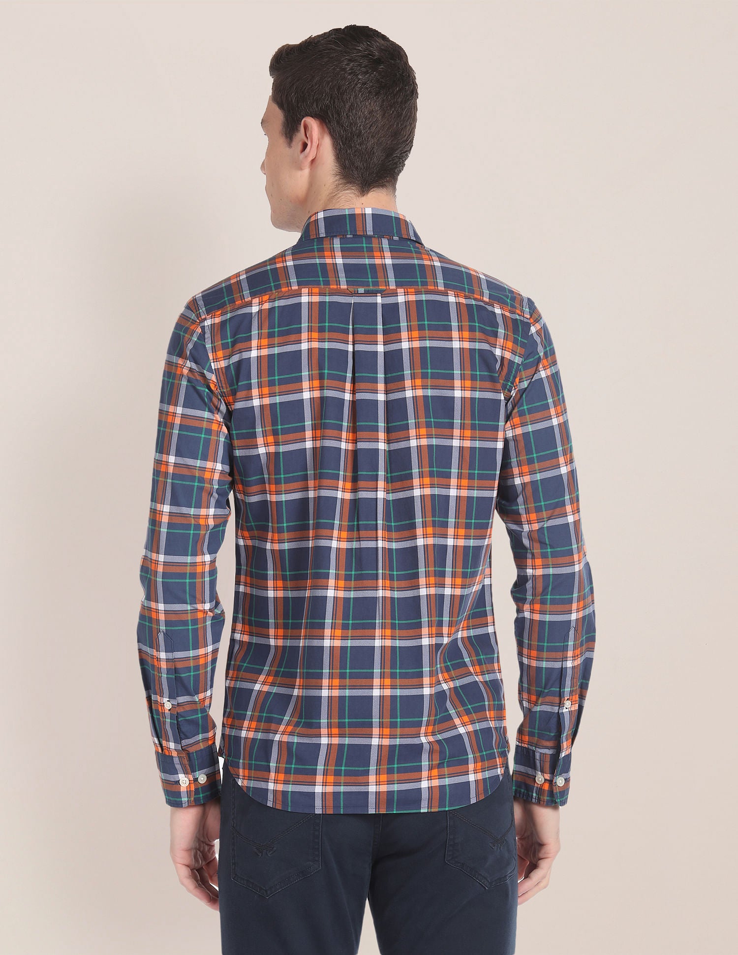 Cutaway Collar Tartan Check Shirt Navy - U.S. Polo Assn. India | Large