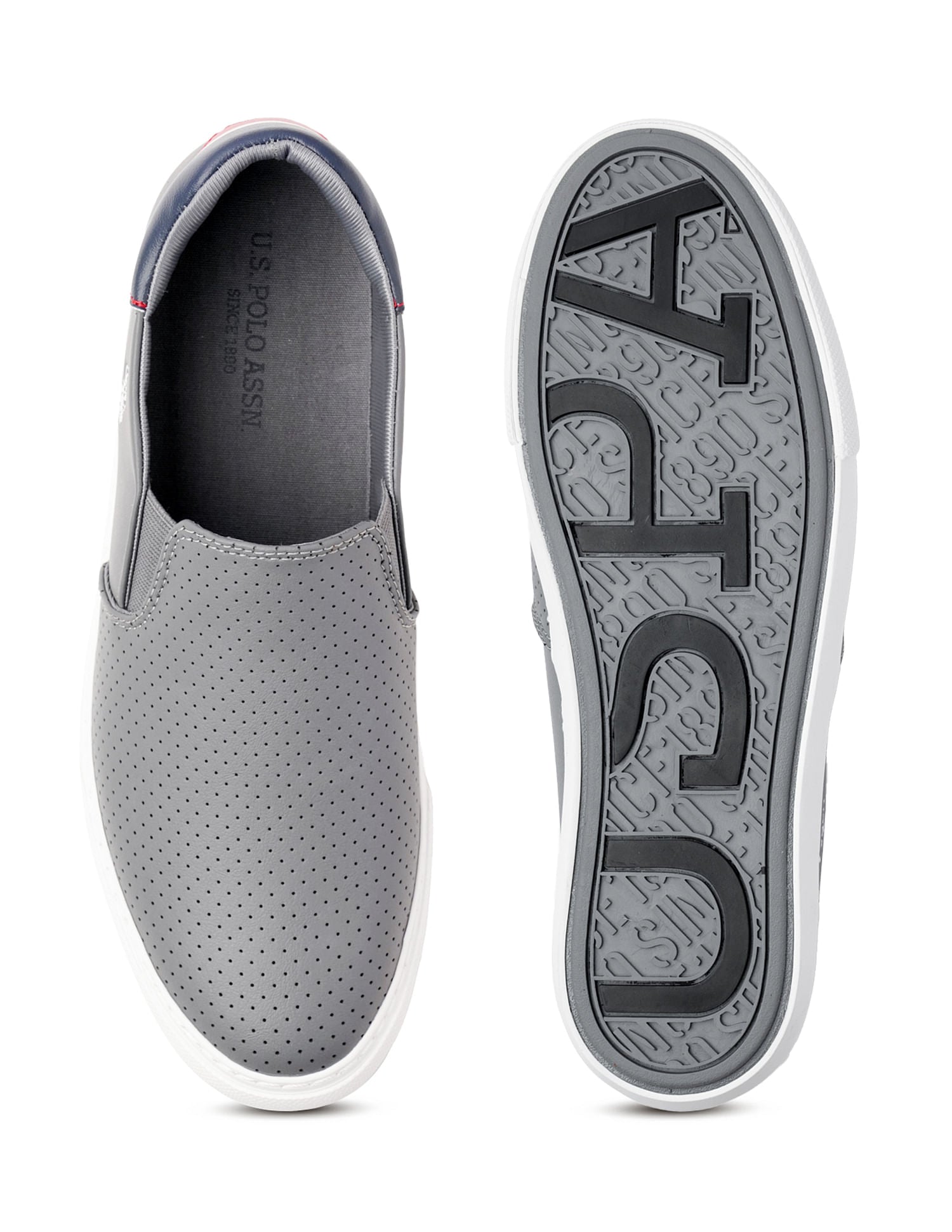 Men Perforated Campbell 2.0 Slip On Shoes Grey - U.S. Polo Assn. India | Large