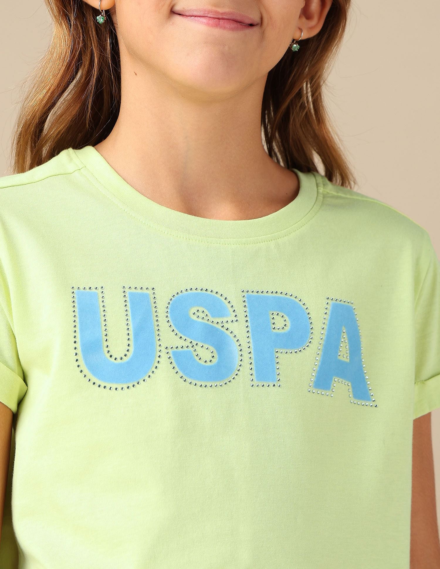 Girls Flock Print Relaxed Fit T-Shirt Yellow - U.S. POLO ASSN. | Large