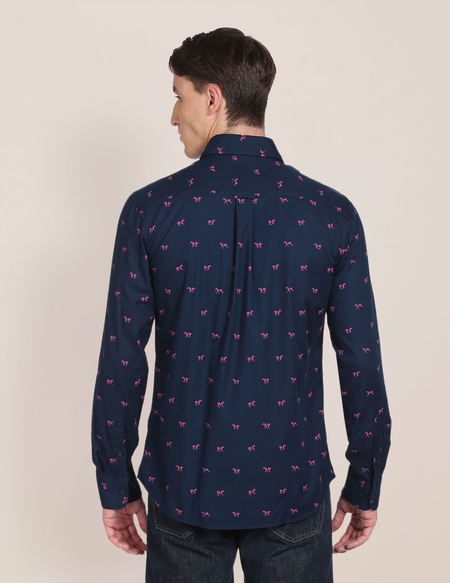 Spread Collar Printed Casual Shirt Navy - U.S. Polo Assn. India | Large