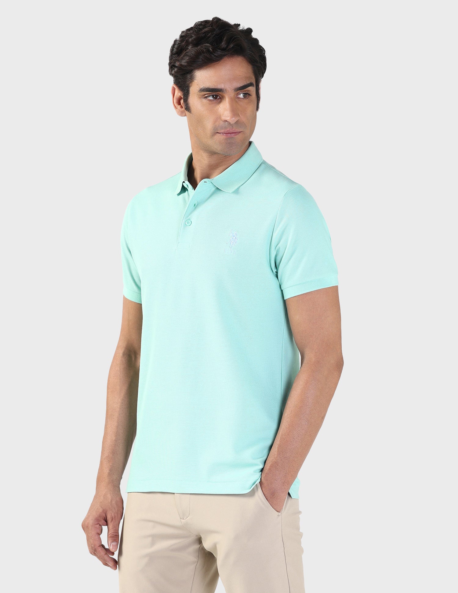 Liquid Cotton Slim Polo Shirt Aqua - U.S. Polo Assn. India | Large