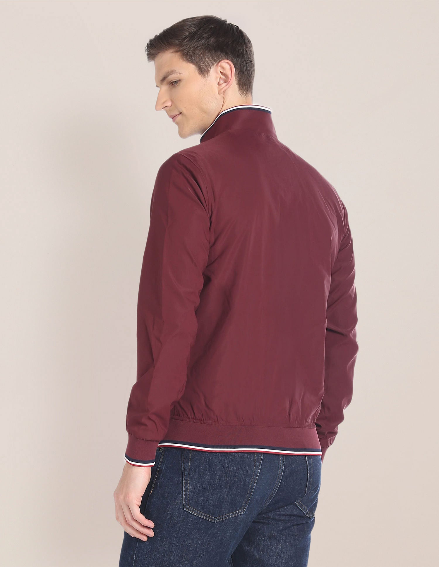High Neck Long Sleeve Casual Jacket Maroon - U.S. POLO ASSN. | Large