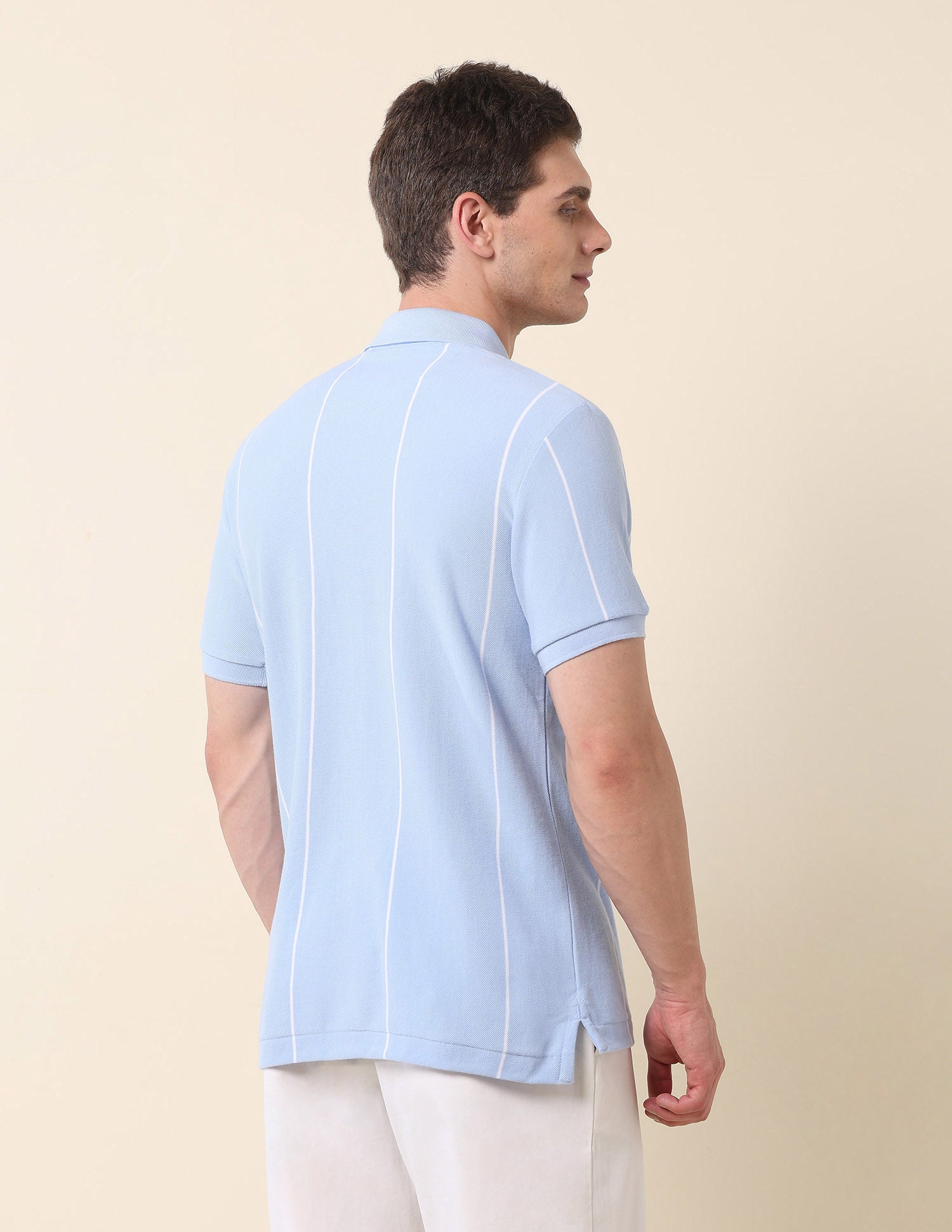 Vertical Striped Summer Splash Polo Shirt Light Blue - U.S. Polo Assn. India | Large