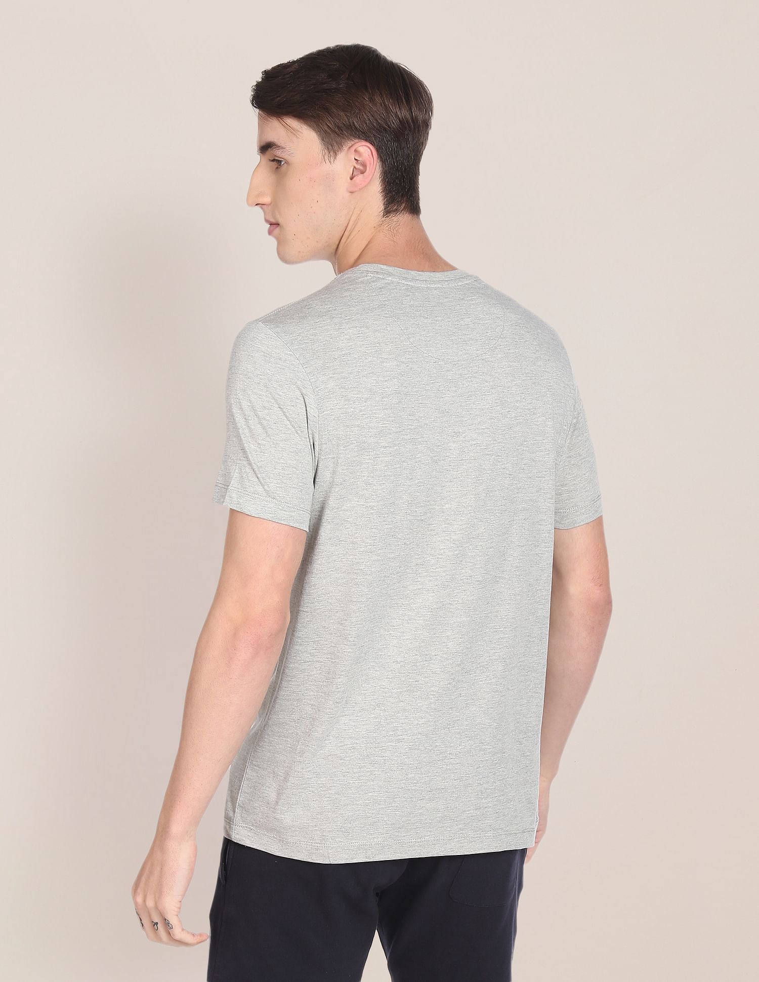 Brand Print Heathered Cotton T-Shirt Grey - U.S. POLO ASSN. | Large